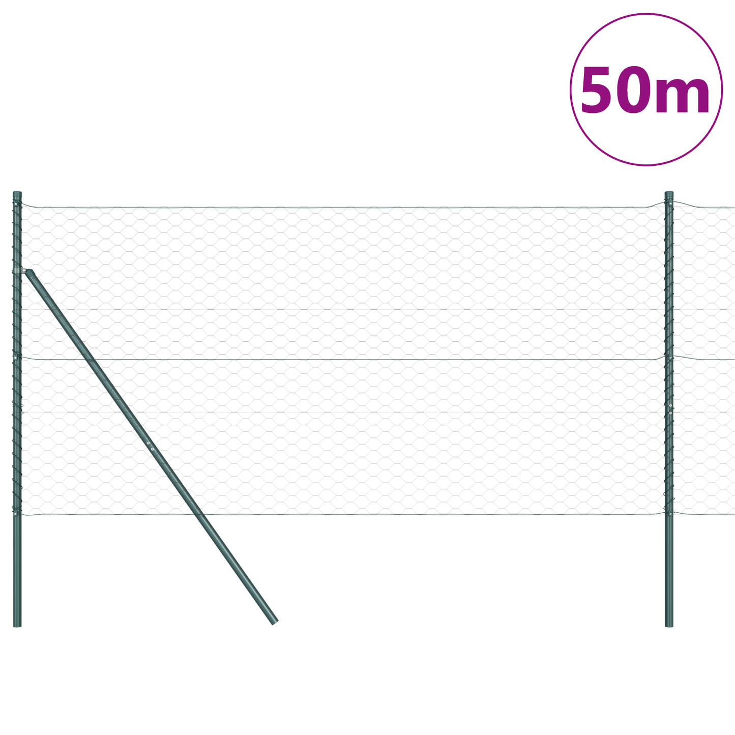 Sekskantet gjerde grunstift 50 x 1 m PVC-belagt stål Grå Mesh