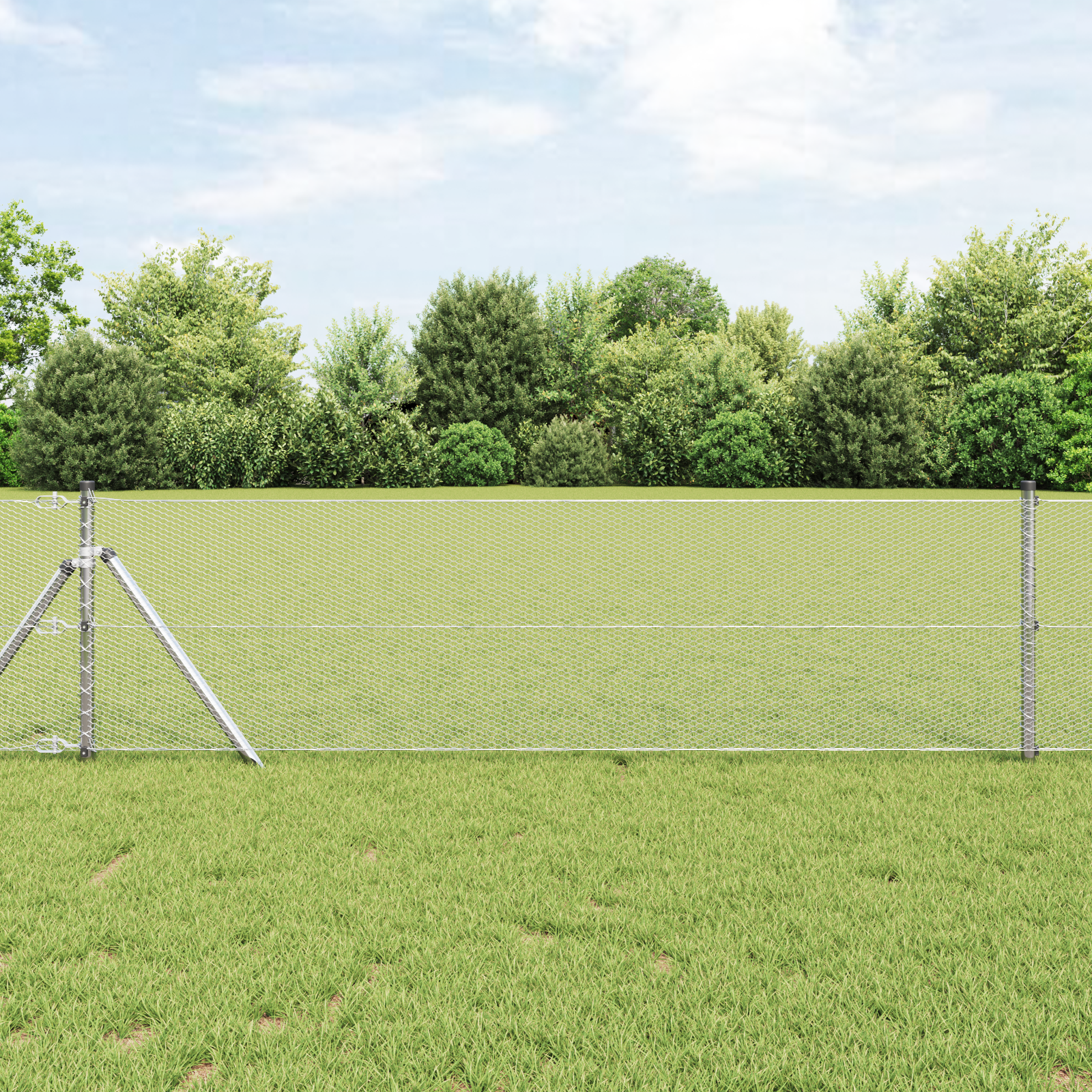 Gjerde med innlegg. sølv 0.6 x 10 m PVC-belagt stål