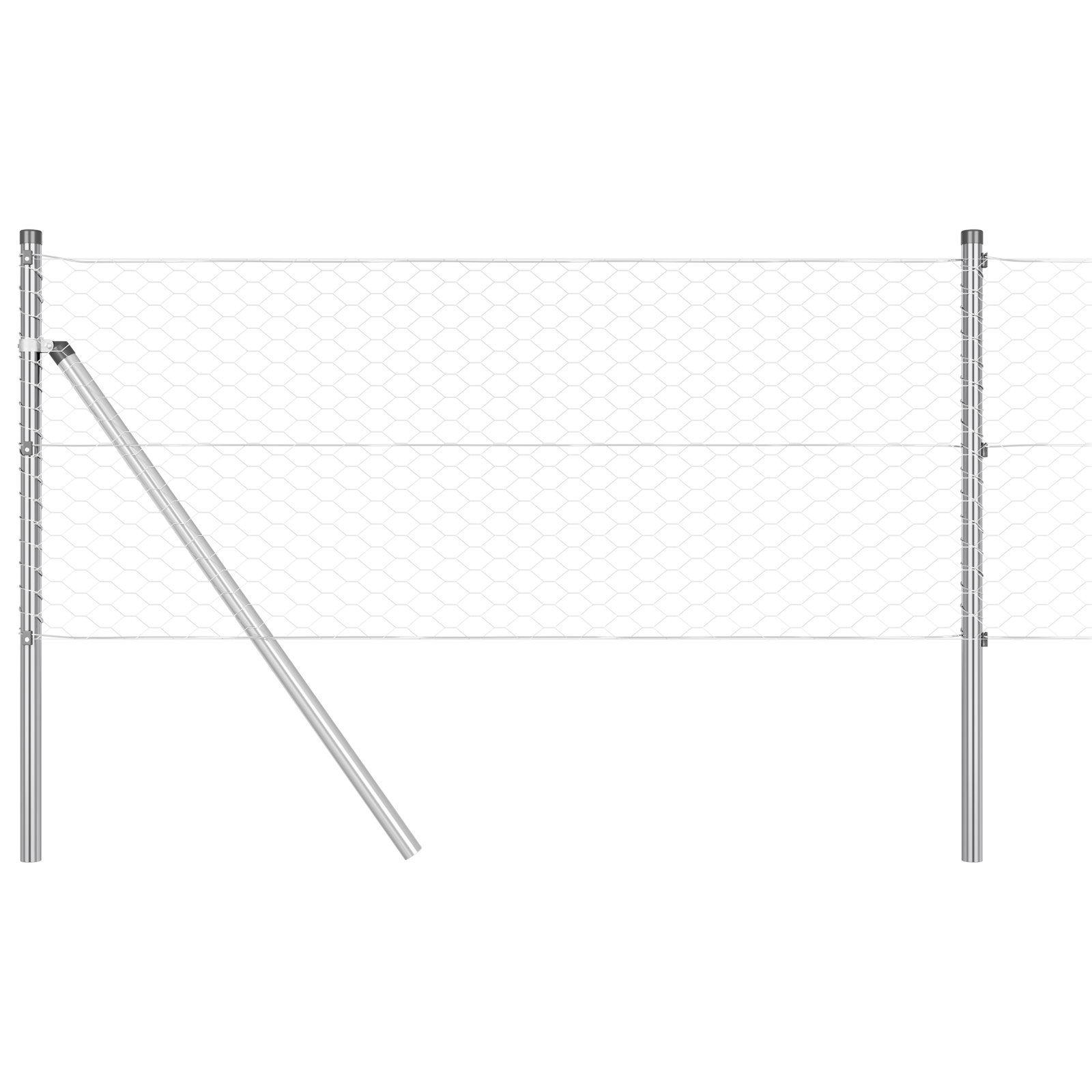 Gjerde med innlegg. sølv 0.6 x 10 m PVC-belagt stål