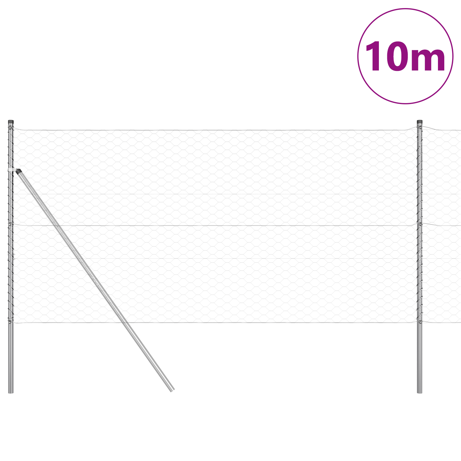 Gjerde med innlegg. sølv 1.2 x 10 m PVC-belagt stål