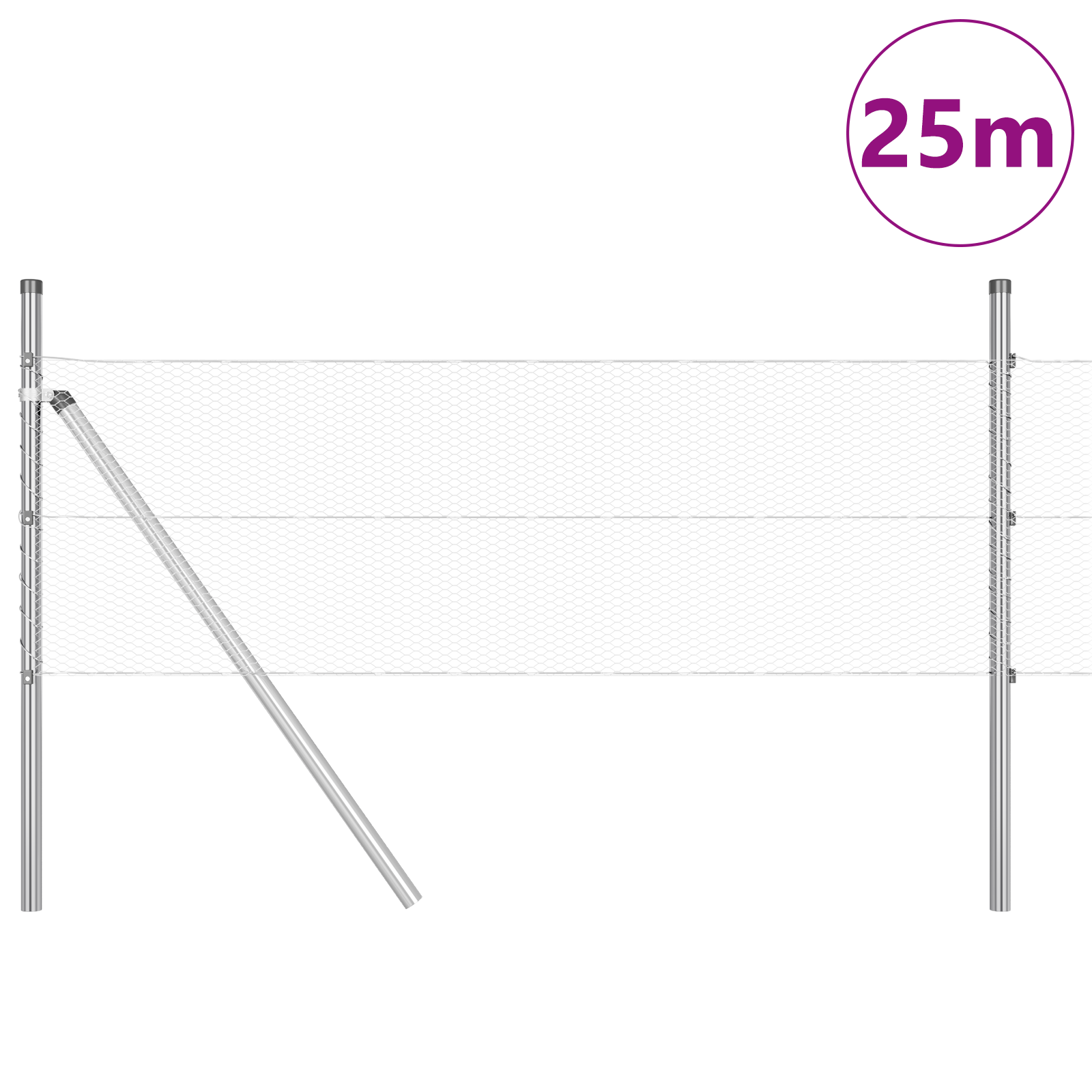 Gjerde med innlegg. sølv 0.8 x 25 m PVC-belagt stål