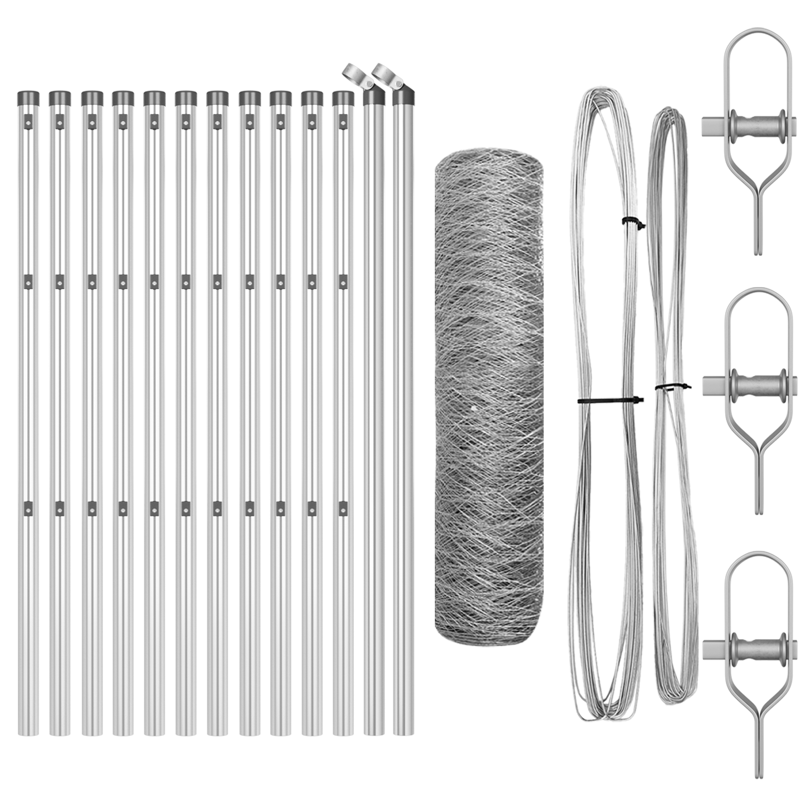 Gjerde med innlegg. sølv 0.8 x 25 m PVC-belagt stål