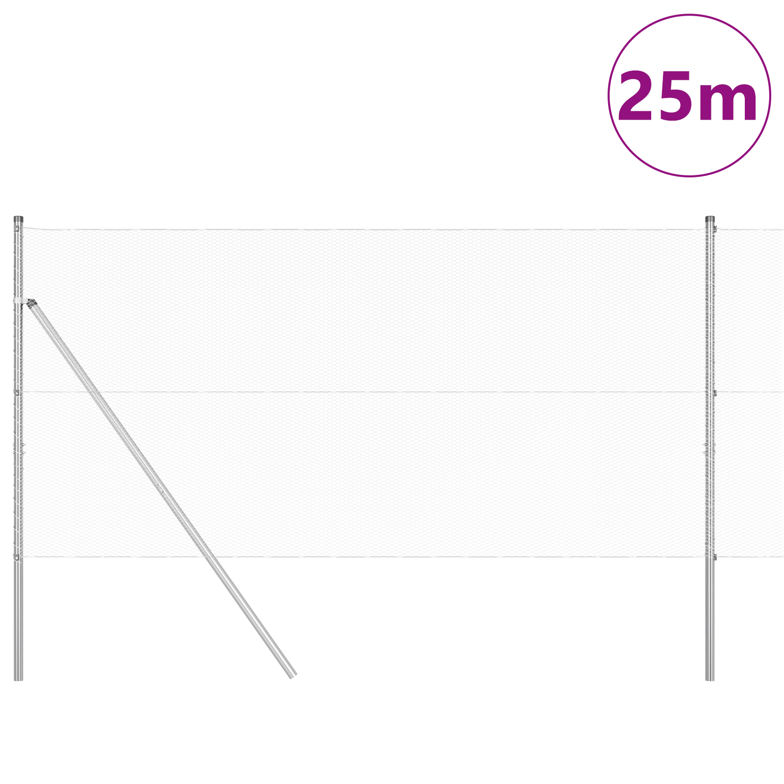 Gjerde med innlegg. sølv 1.2 x 25 m PVC-belagt stål