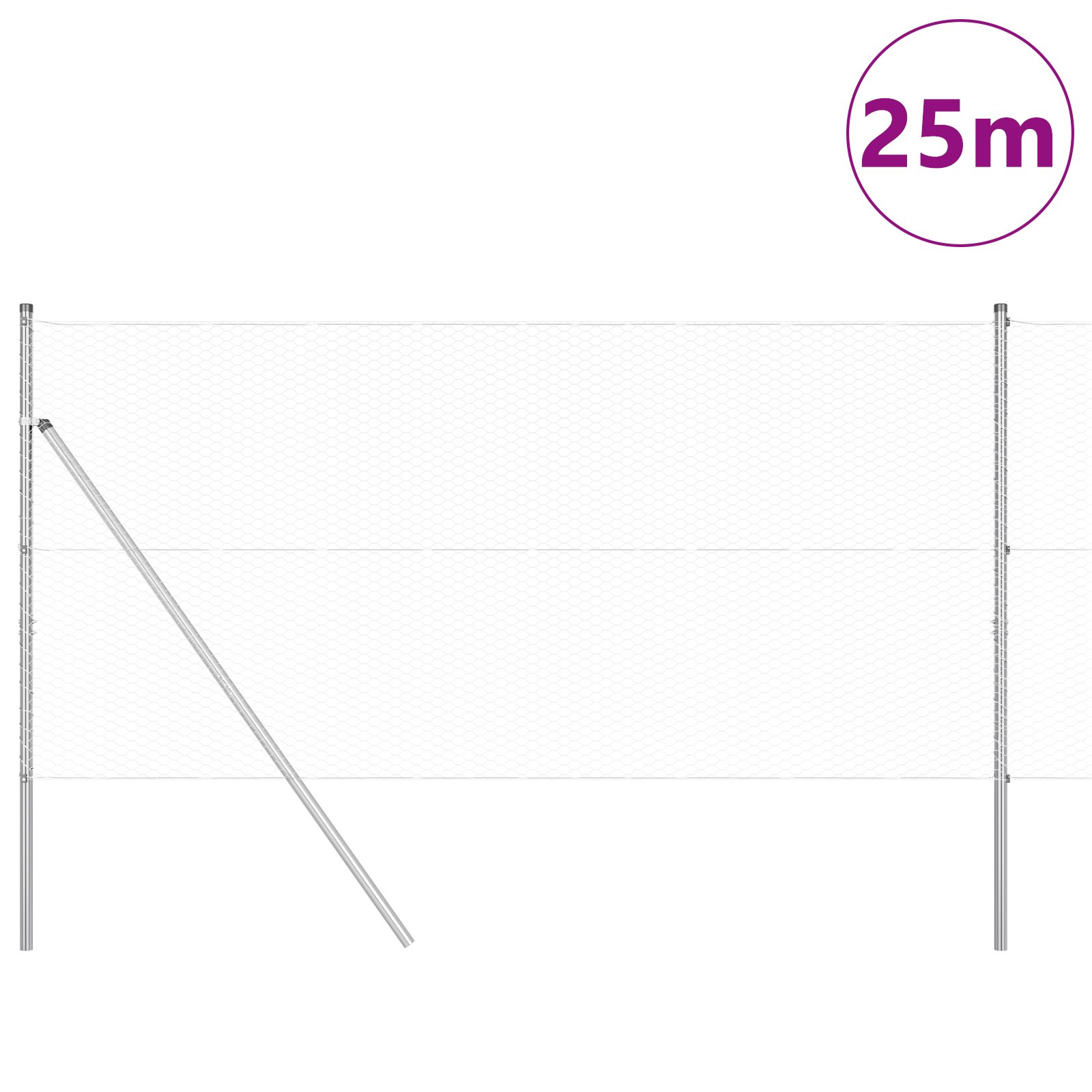 Gjerde med innlegg. sølv 1.2 x 25 m PVC-belagt stål