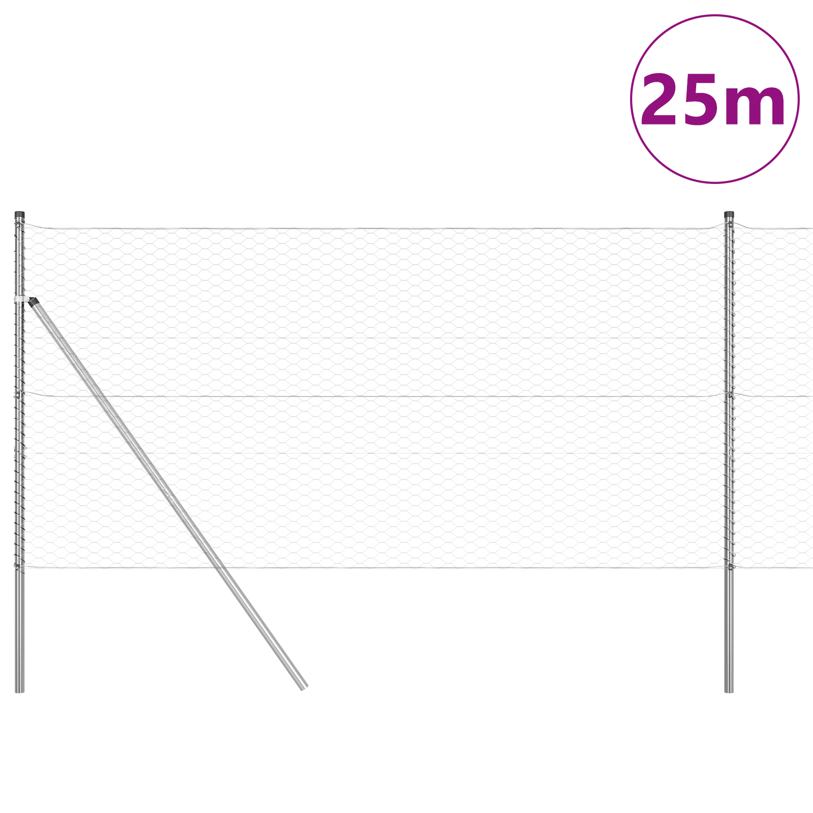 Gjerde med innlegg. sølv 1.2 x 25 m PVC-belagt stål