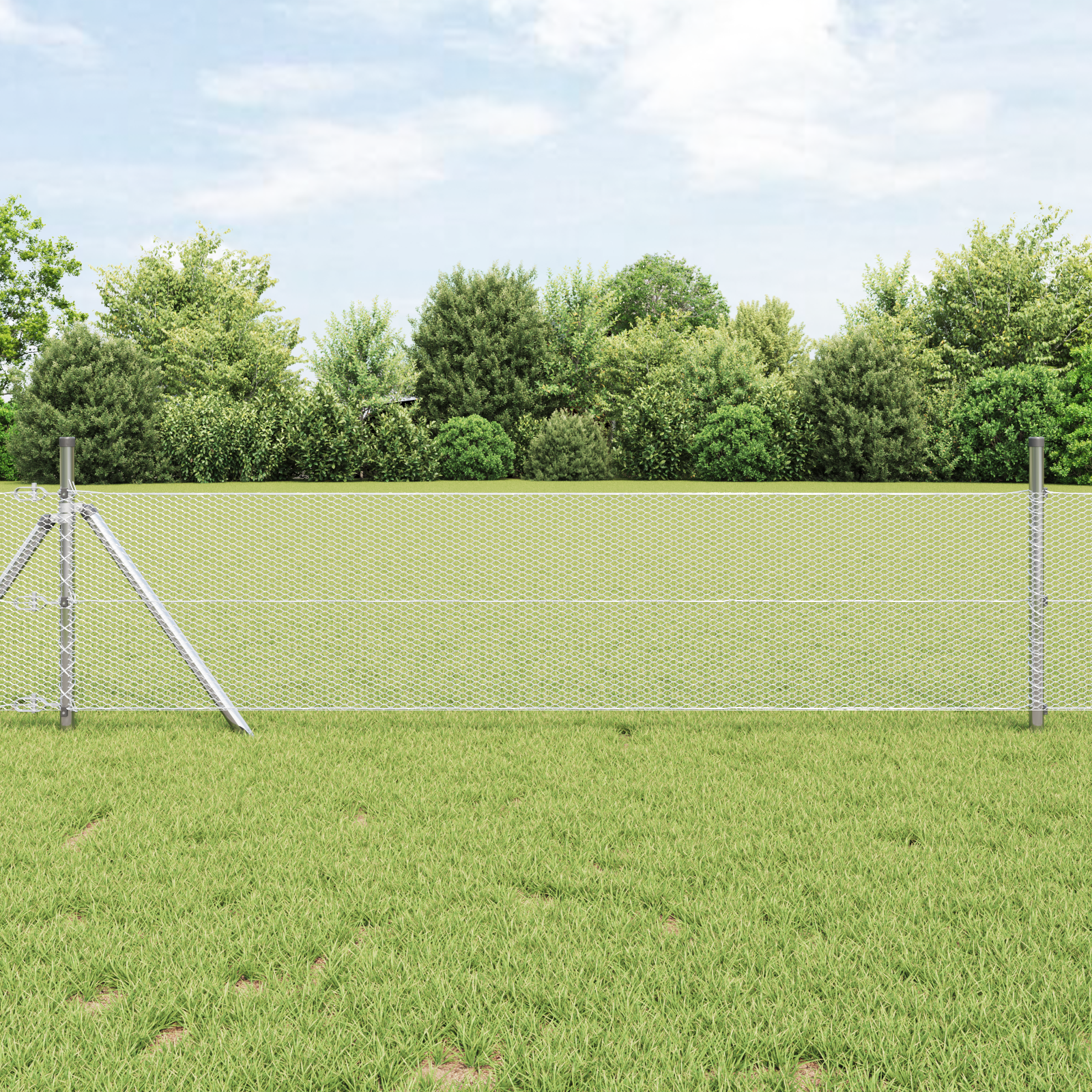 Gjerde med innlegg. sølv 0.8 x 50 m PVC-belagt stål