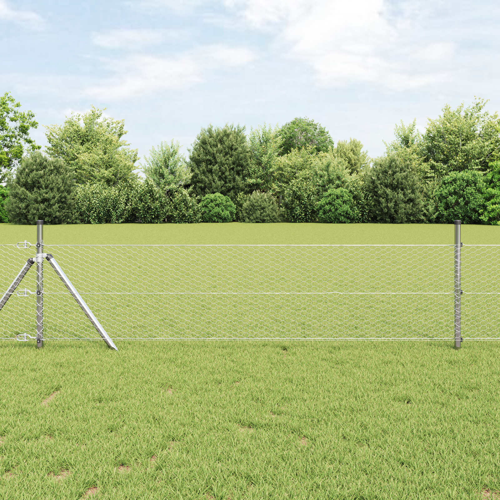 Gjerde med innlegg. sølv 0.8 x 50 m PVC-belagt stål