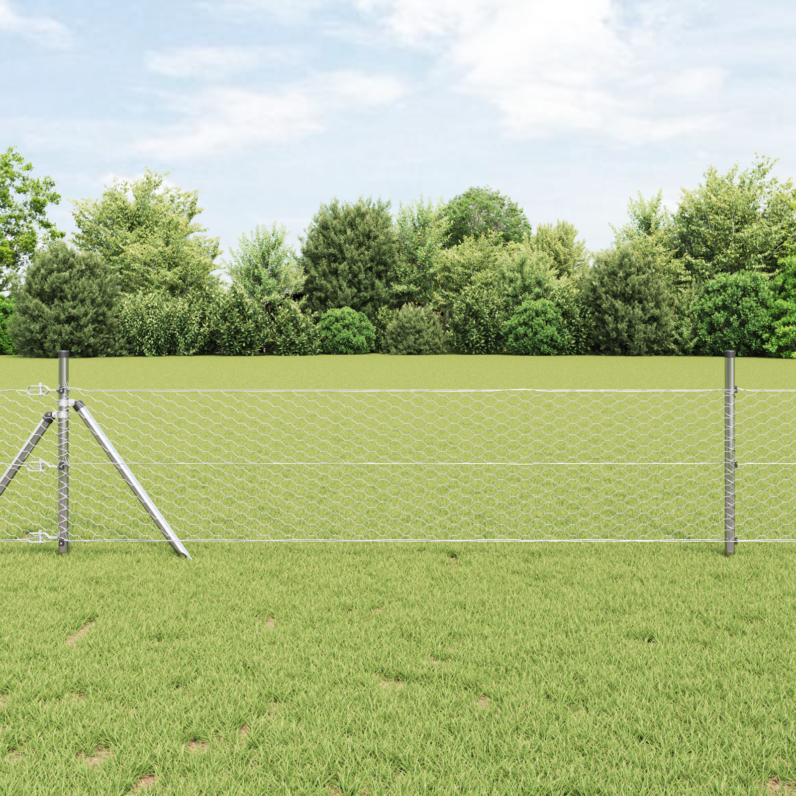 Gjerde med innlegg. sølv 0.8 x 50 m PVC-belagt stål