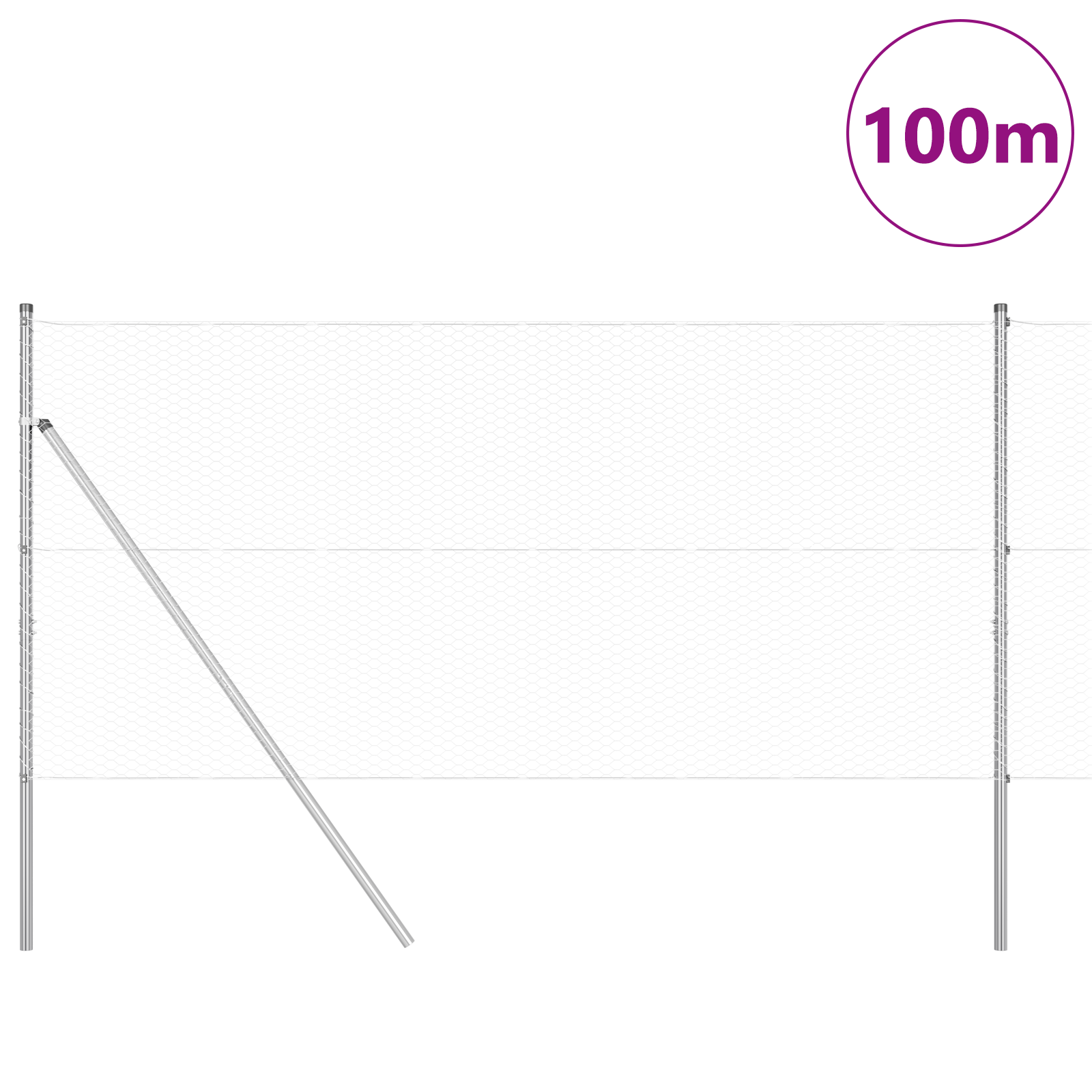 Gjerde med innlegg. sølv 1.2 x 100 m PVC-belagt stål