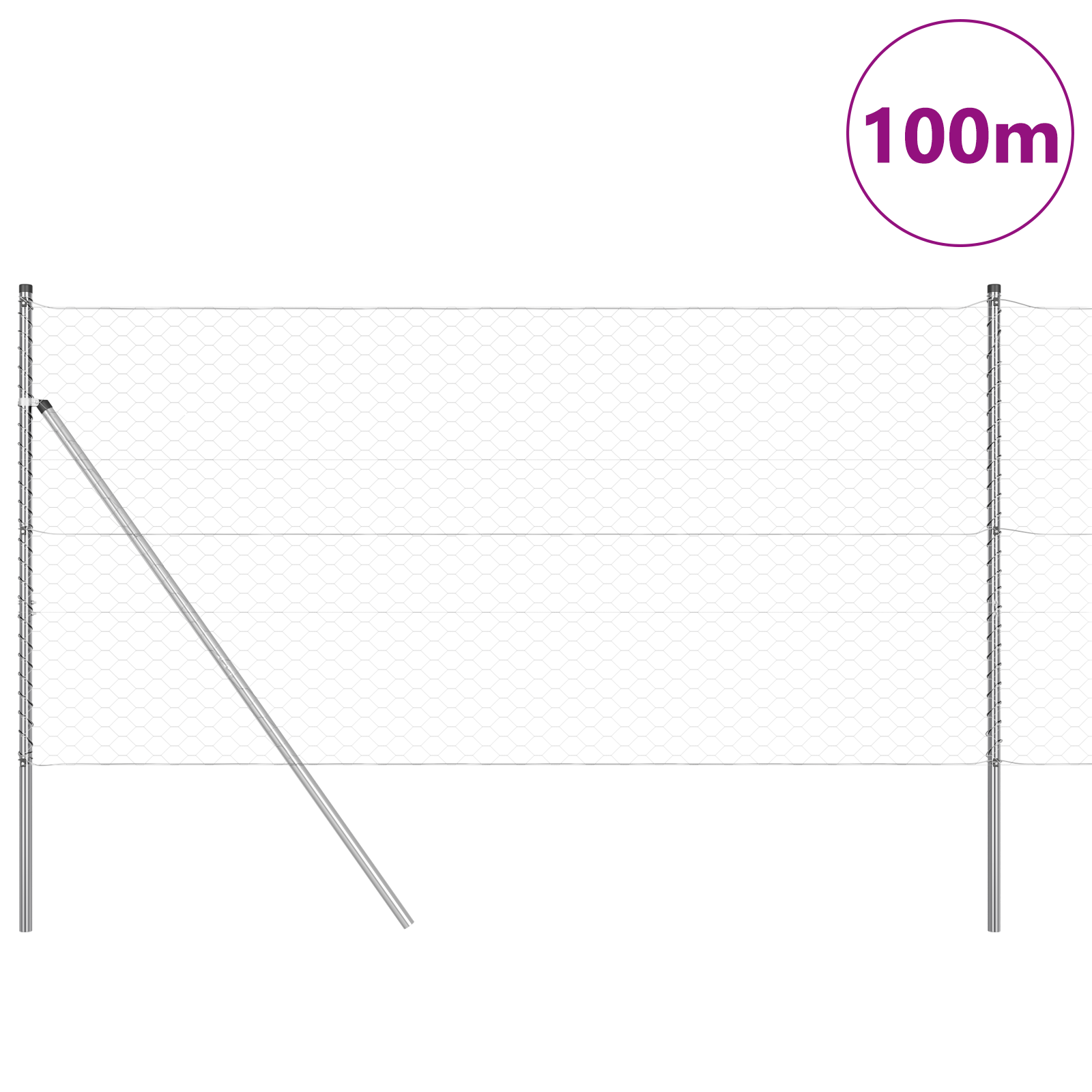 Gjerde med innlegg. sølv 1.2 x 100 m PVC-belagt stål