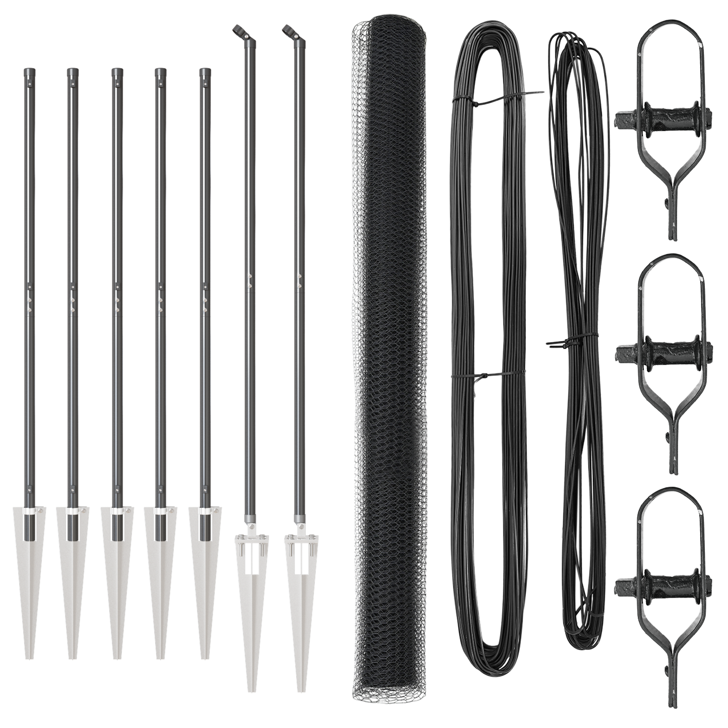 Gjerdepåle Grå 10 x 1,6 m (13 mm netting) Stål og PVC