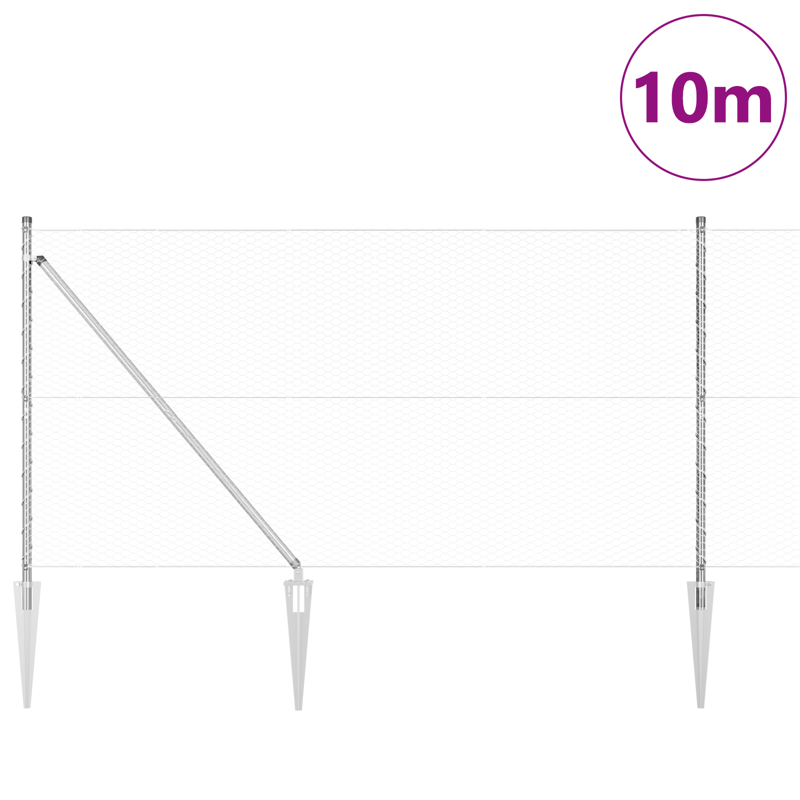 Gjerde med innlegg. sølv 1.2 x 10 m PVC-belagt stål