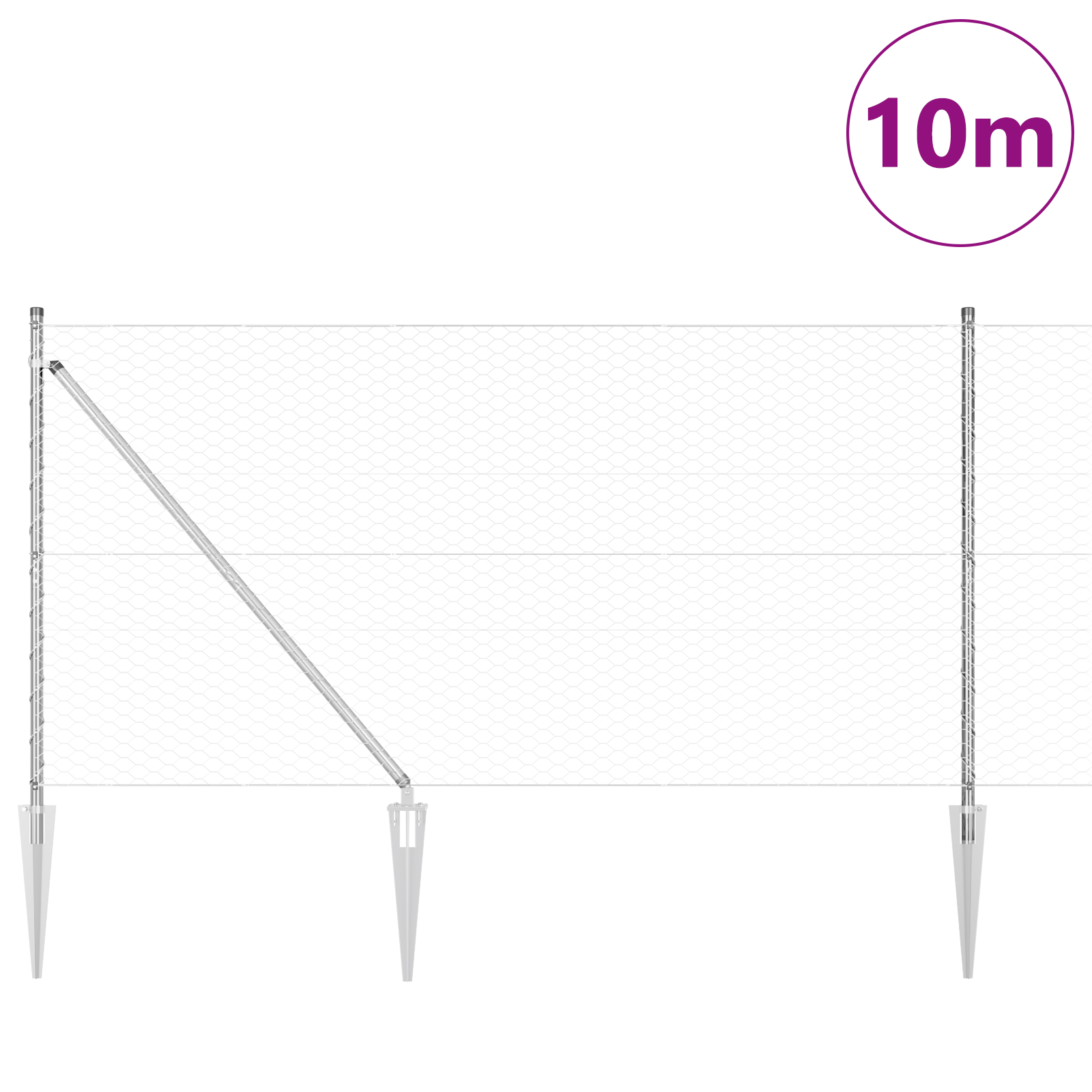 Gjerde med innlegg. sølv 1.2 x 10 m PVC-belagt stål