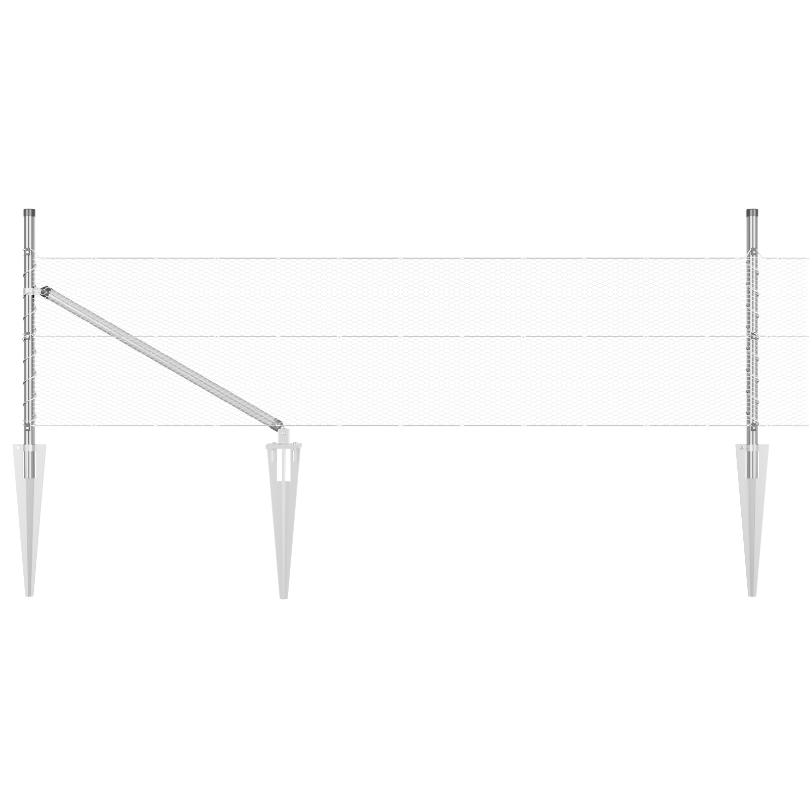 Gjerde med innlegg. sølv 0.8 x 25 m PVC-belagt stål