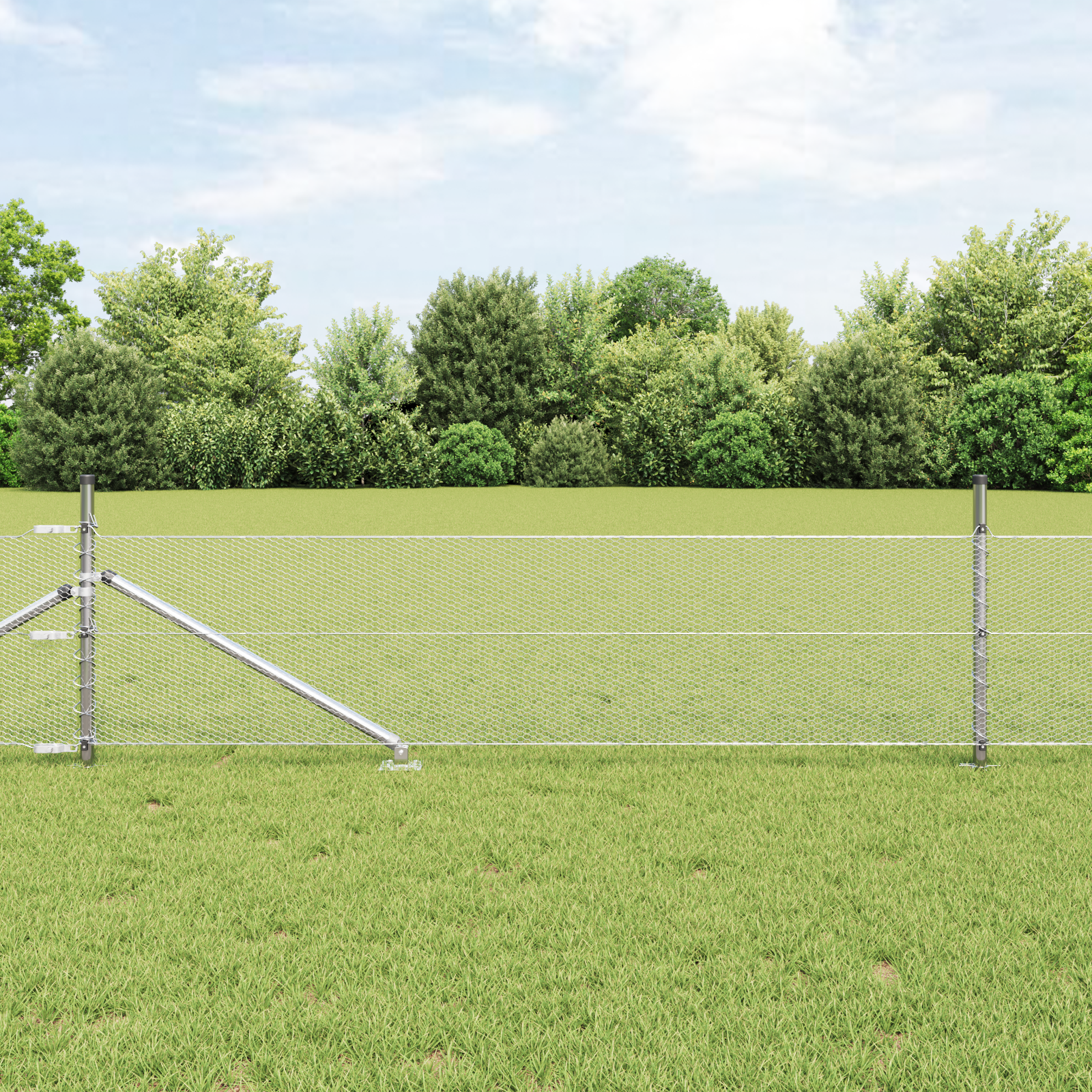 Gjerde med innlegg. sølv 0.8 x 25 m PVC-belagt stål