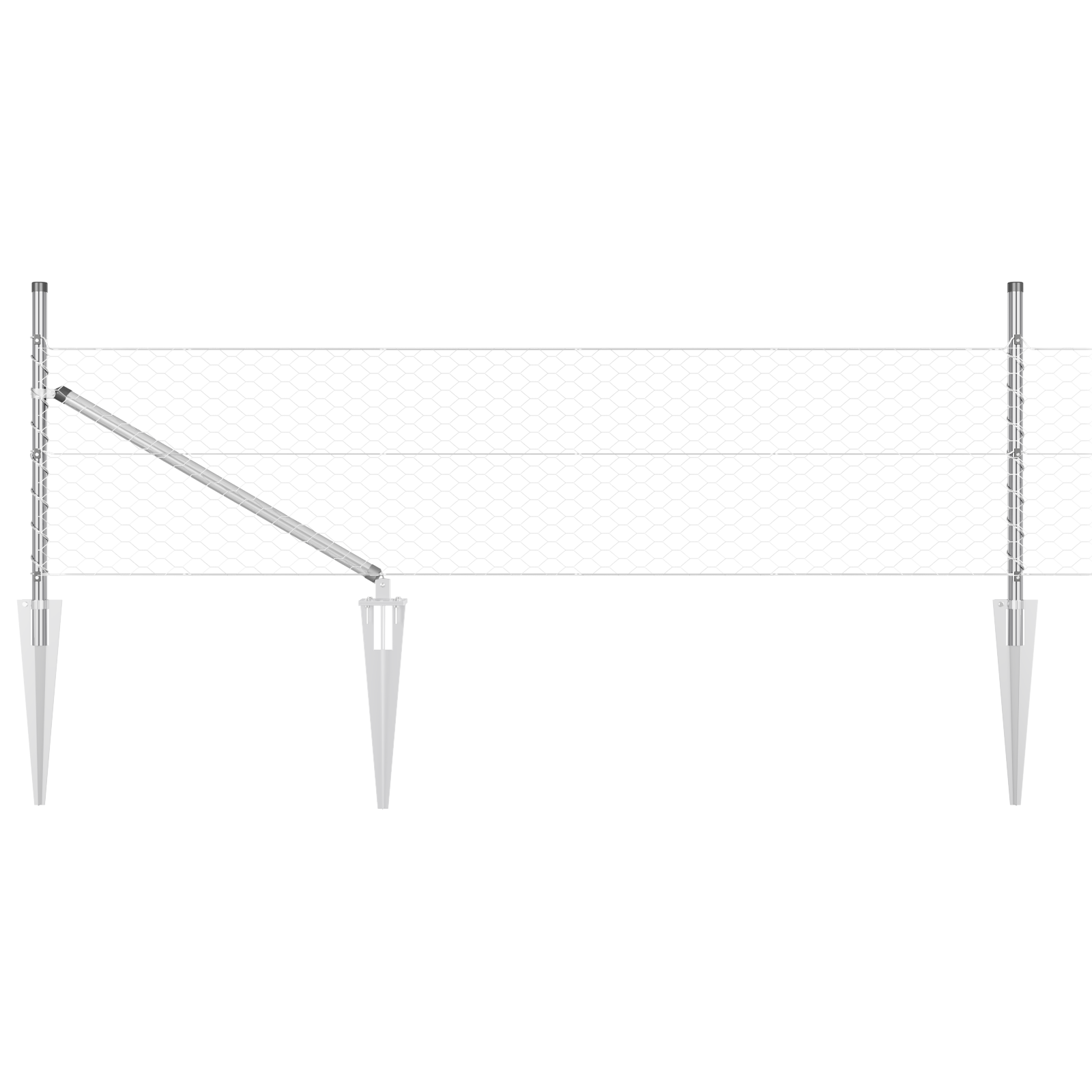 Gjerde med innlegg. sølv 0.8 x 25 m PVC-belagt stål