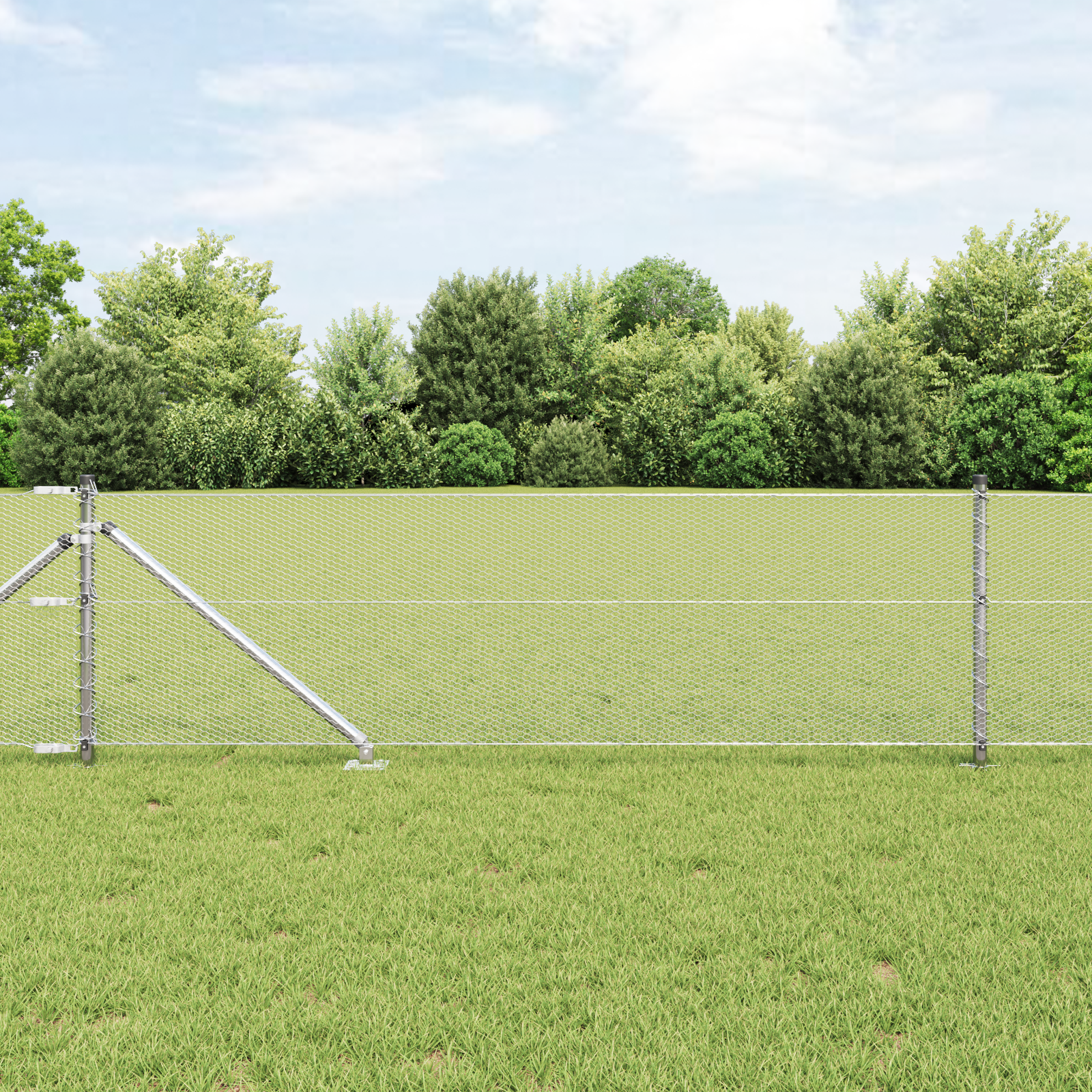 Gjerde med innlegg. sølv 0.6 x 50 m PVC-belagt stål