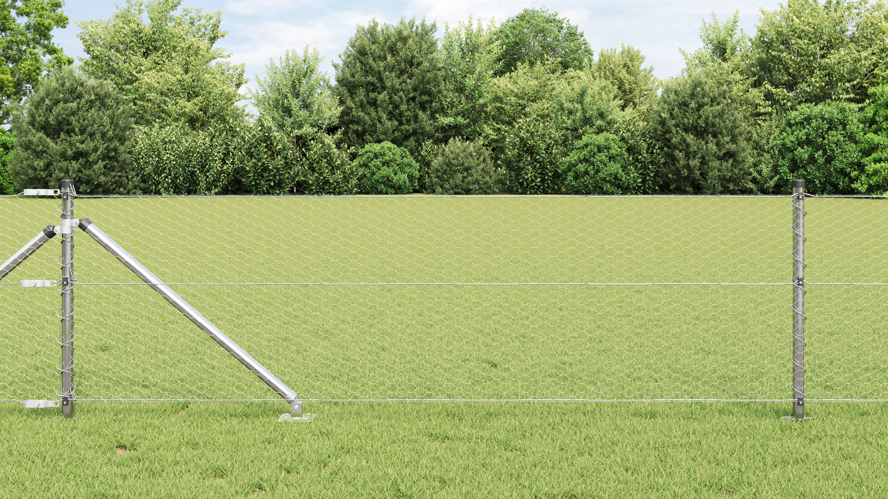 Gjerde med innlegg. sølv 0.6 x 50 m PVC-belagt stål