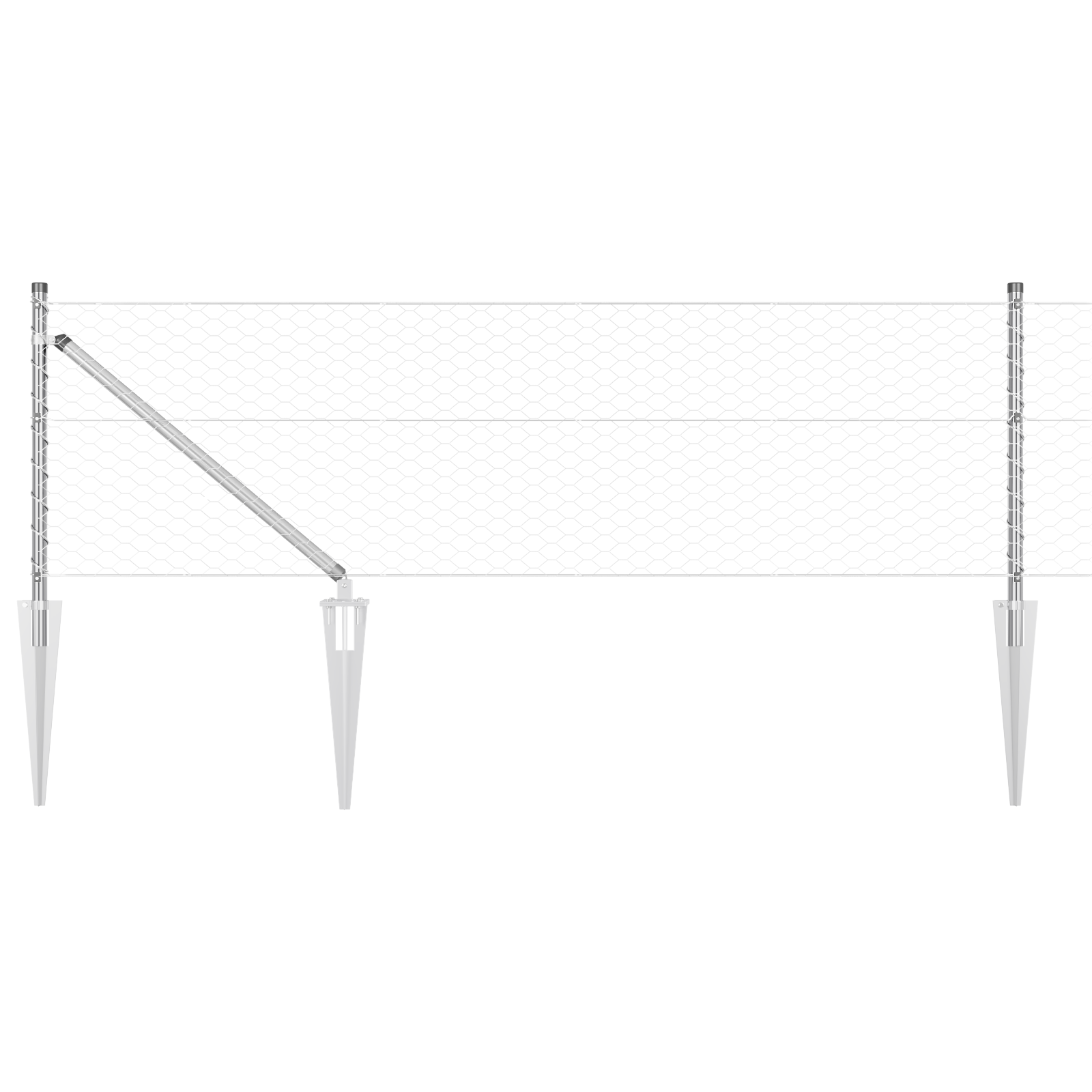 Gjerde med innlegg. sølv 0.6 x 50 m PVC-belagt stål