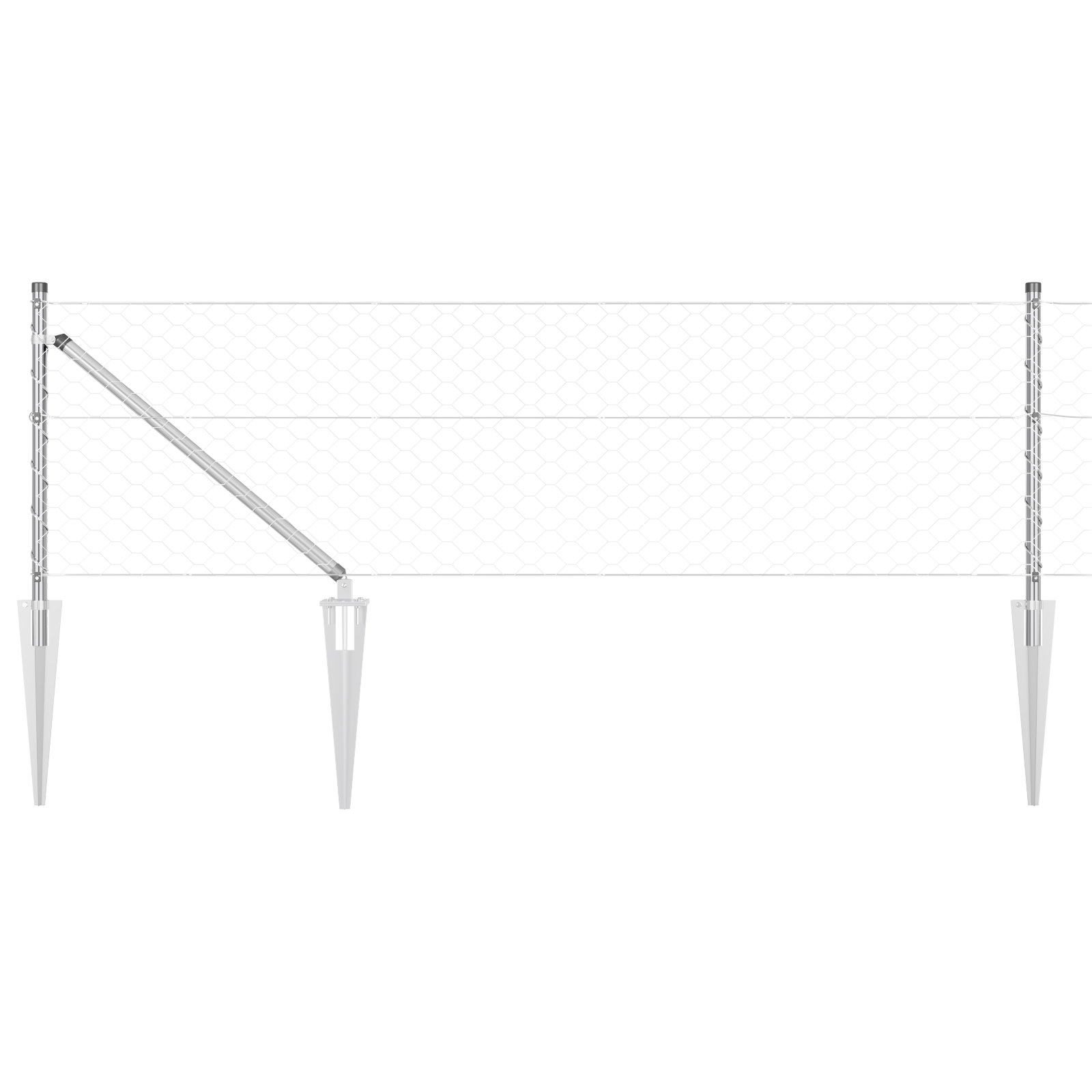 Gjerde med innlegg. sølv 0.6 x 50 m PVC-belagt stål