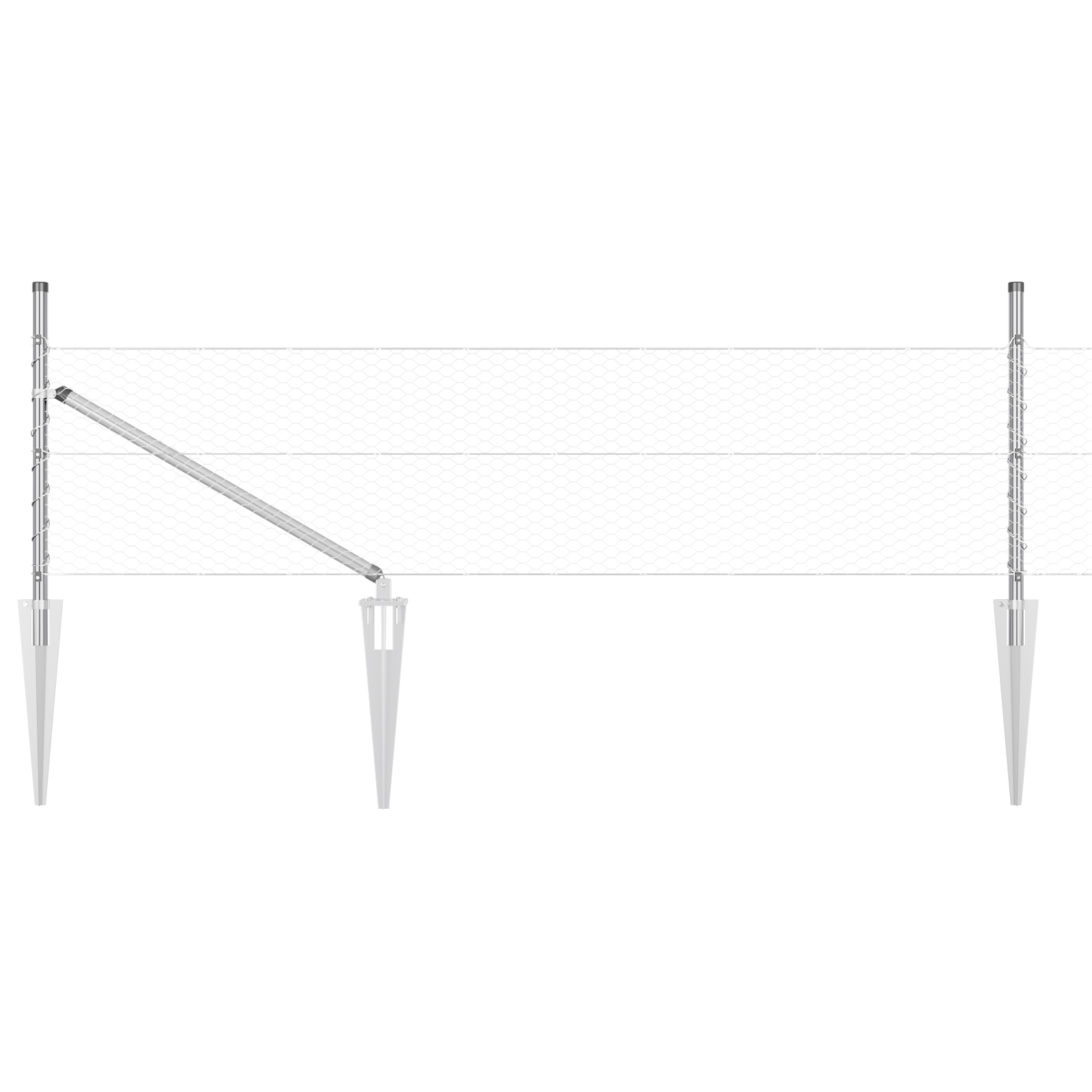 Gjerde med innlegg. sølv 0.8 x 50 m PVC-belagt stål