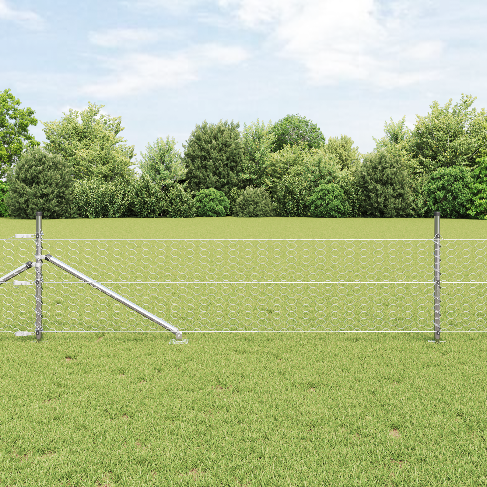 Gjerde med innlegg. sølv 0.8 x 50 m PVC-belagt stål