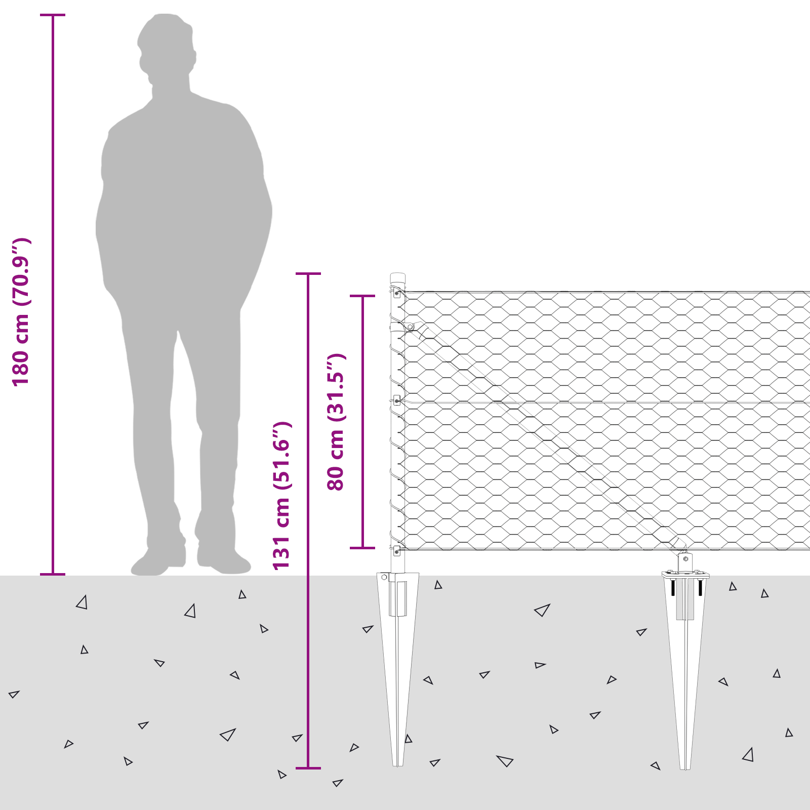 Gjerde med innlegg. sølv 0.8 x 100 m PVC-belagt stål