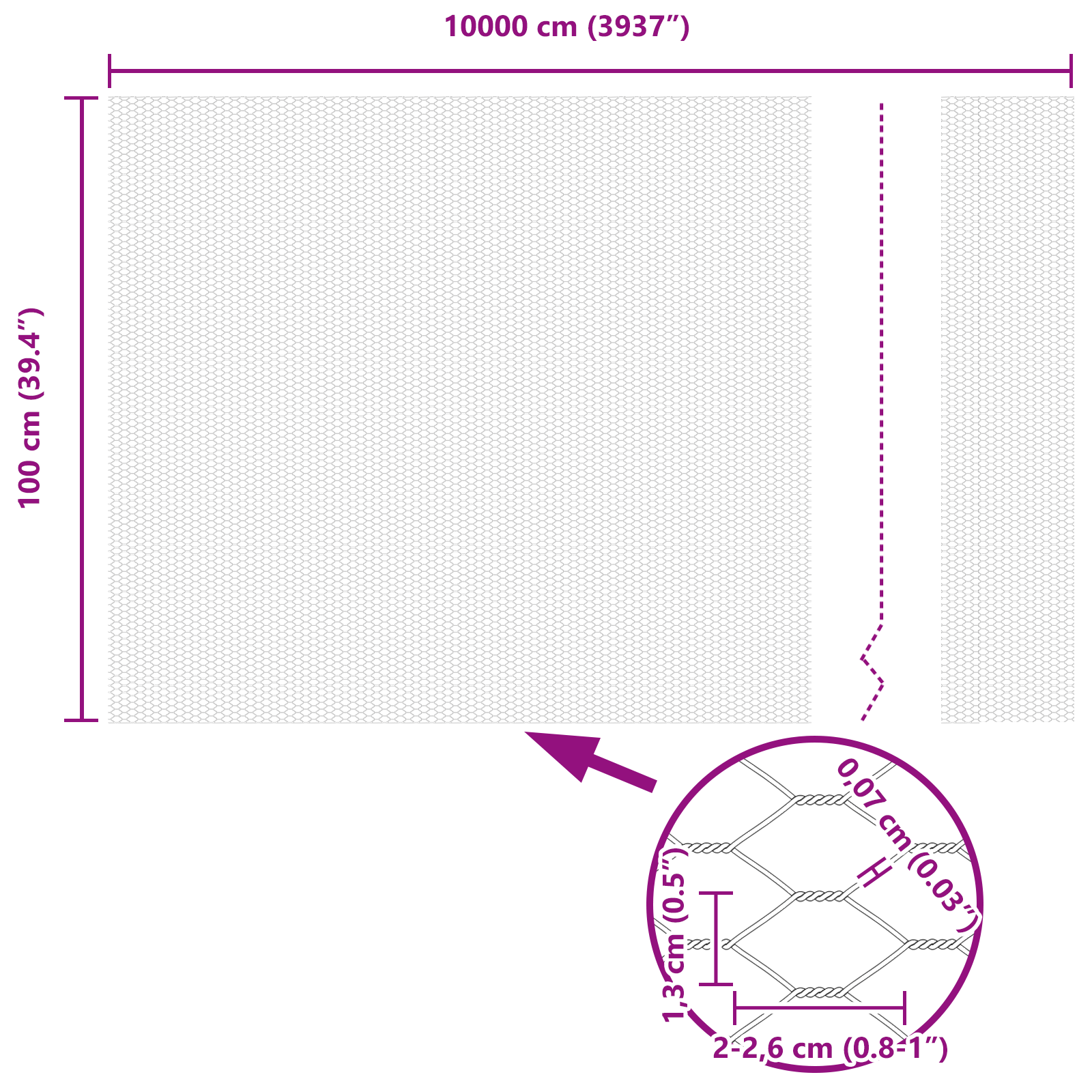 Gjerde med innlegg. sølv 1 x 100 m PVC-belagt stål