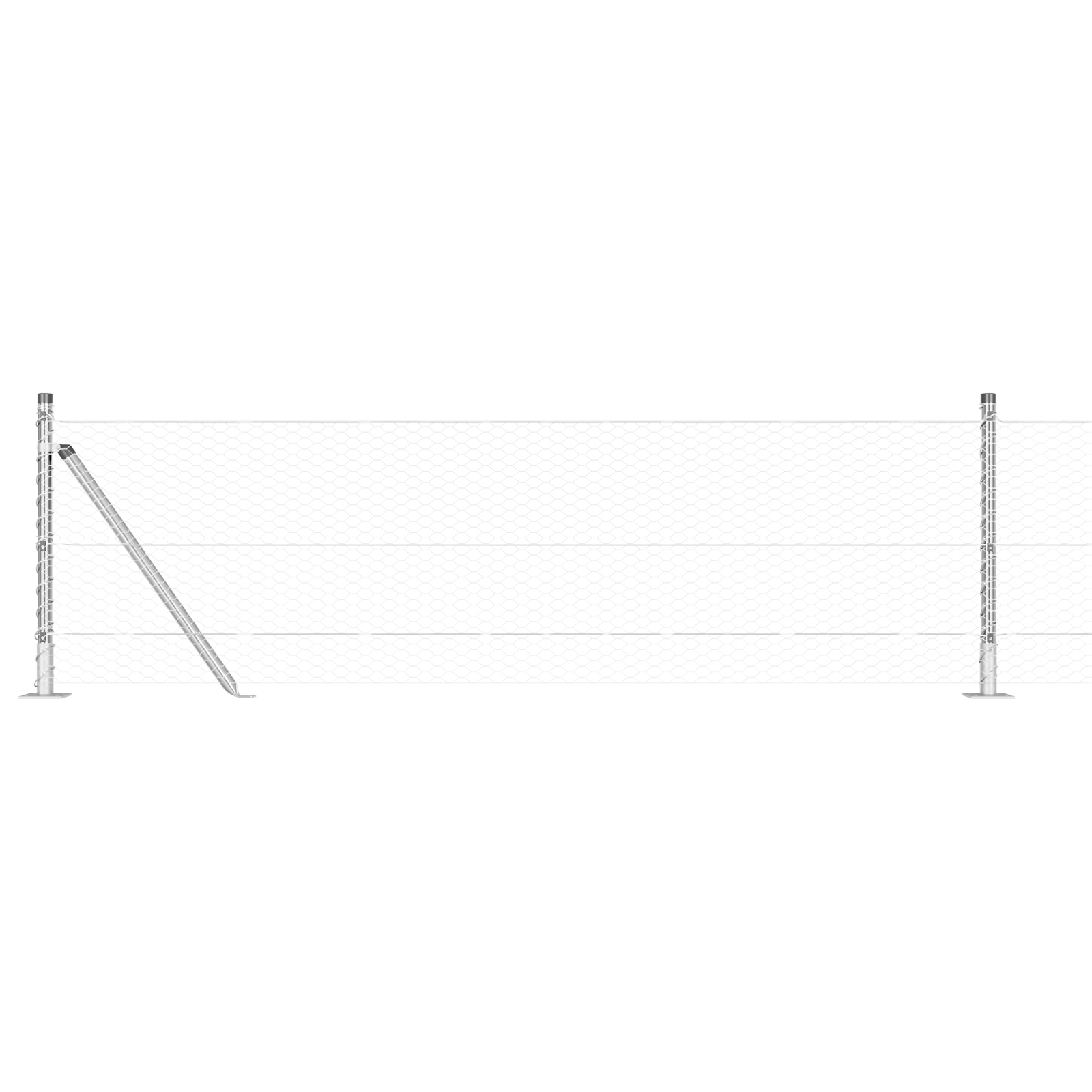 Gjerde med innlegg. sølv 0.6 x 10 m PVC-belagt stål