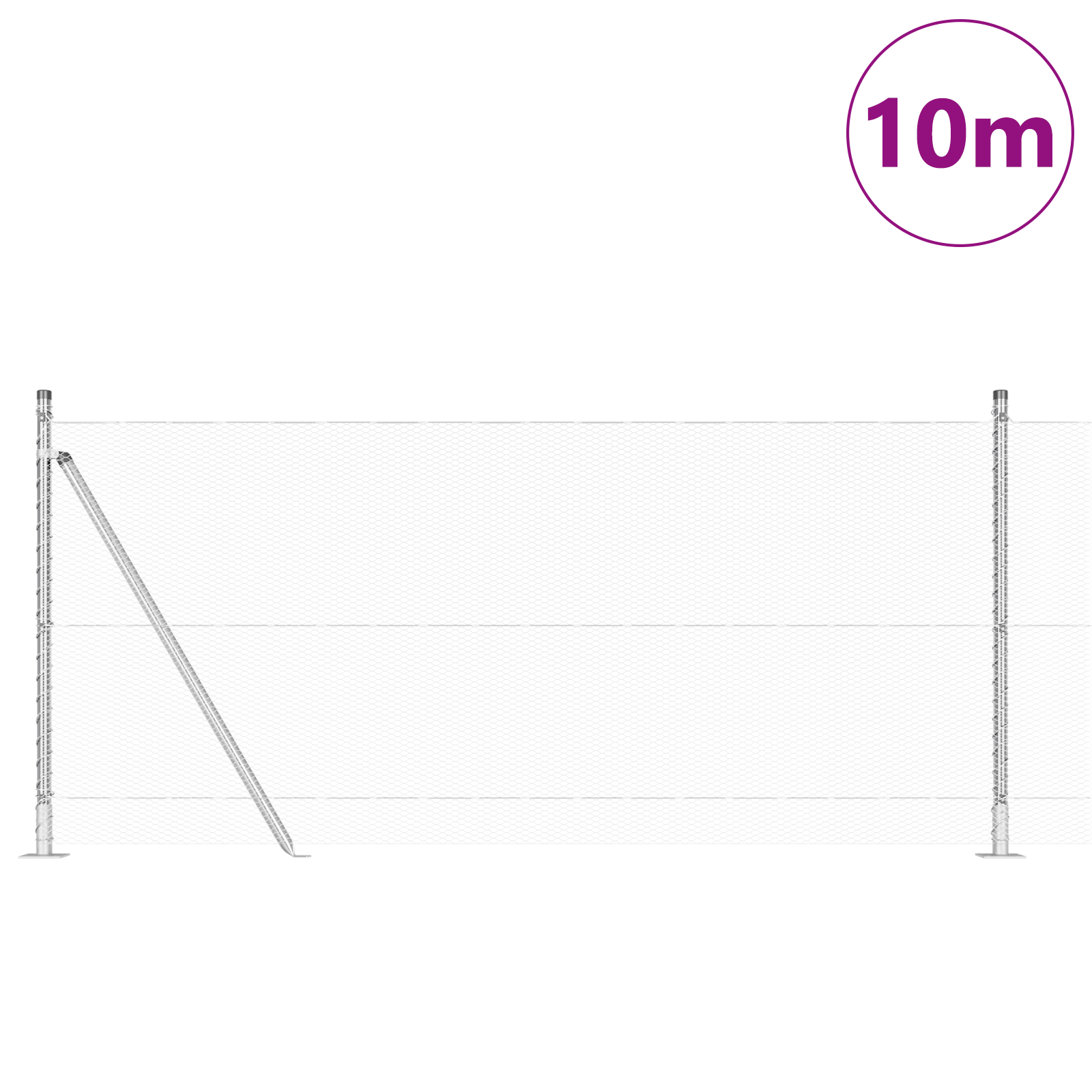 Gjerde med innlegg. sølv 1 x 10 m PVC-belagt stål