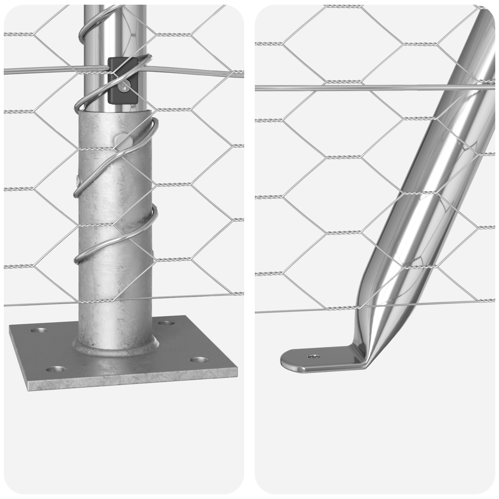 Gjerde med innlegg. sølv 1.2 x 25 m PVC-belagt stål