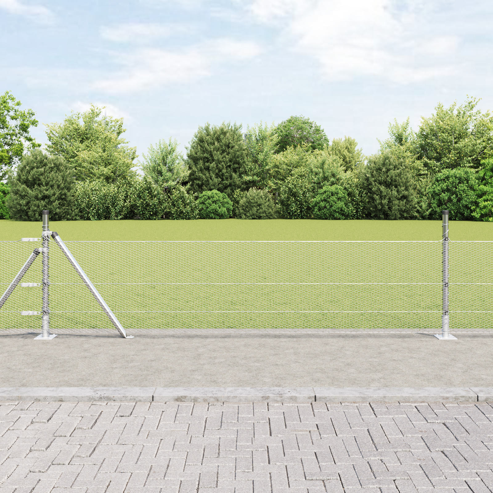 Gjerde med innlegg. sølv 0.5 x 50 m PVC-belagt stål
