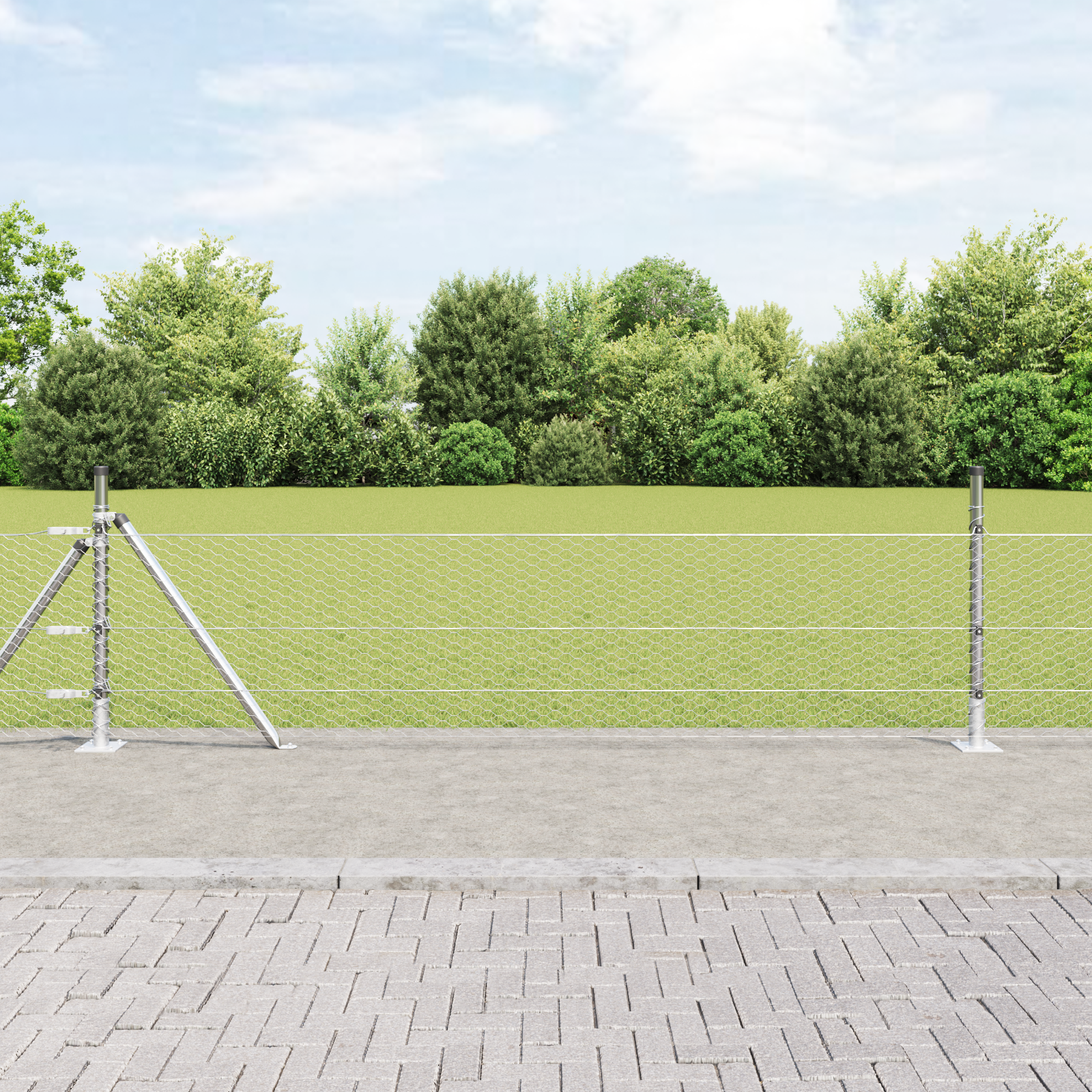 Gjerde med innlegg. sølv 0.5 x 50 m PVC-belagt stål