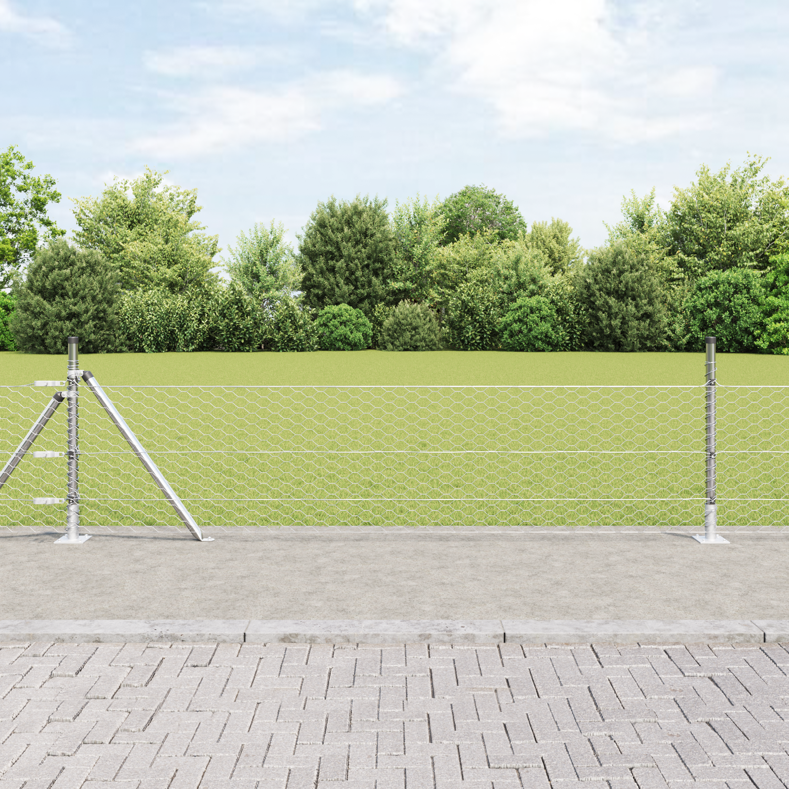 Gjerde med innlegg. sølv 0.5 x 50 m PVC-belagt stål