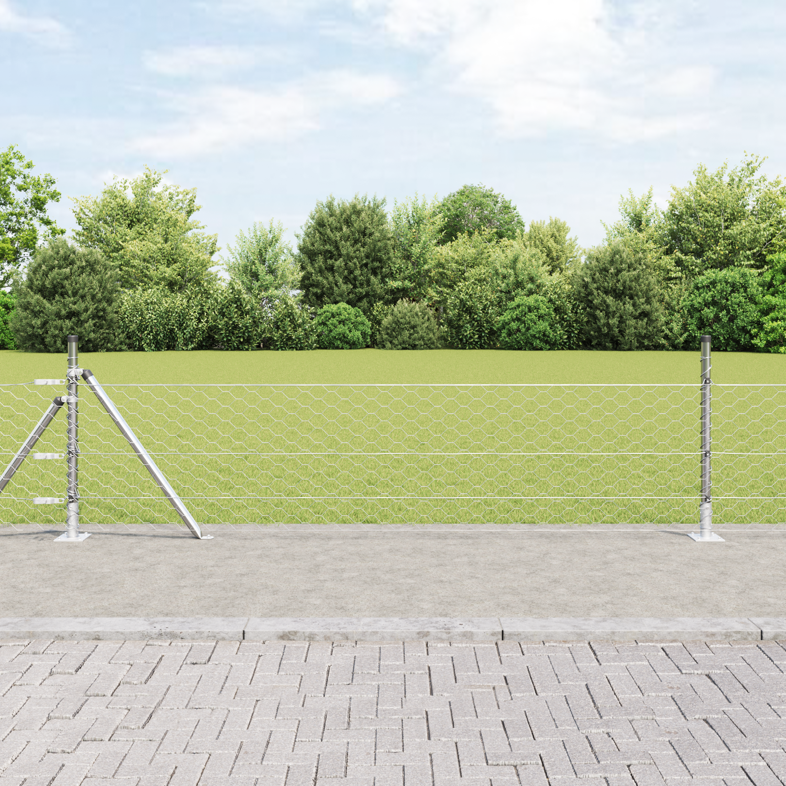 Gjerde med innlegg. sølv 0.5 x 50 m PVC-belagt stål