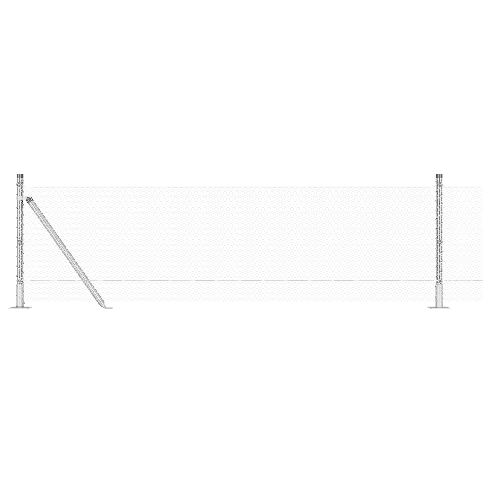 Gjerde med innlegg. sølv 0.6 x 50 m PVC-belagt stål