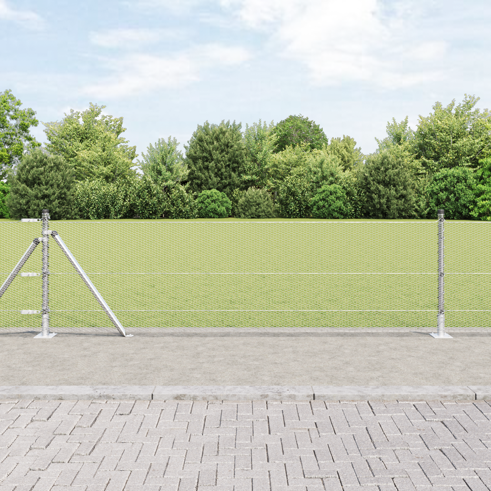 Gjerde med innlegg. sølv 0.6 x 50 m PVC-belagt stål