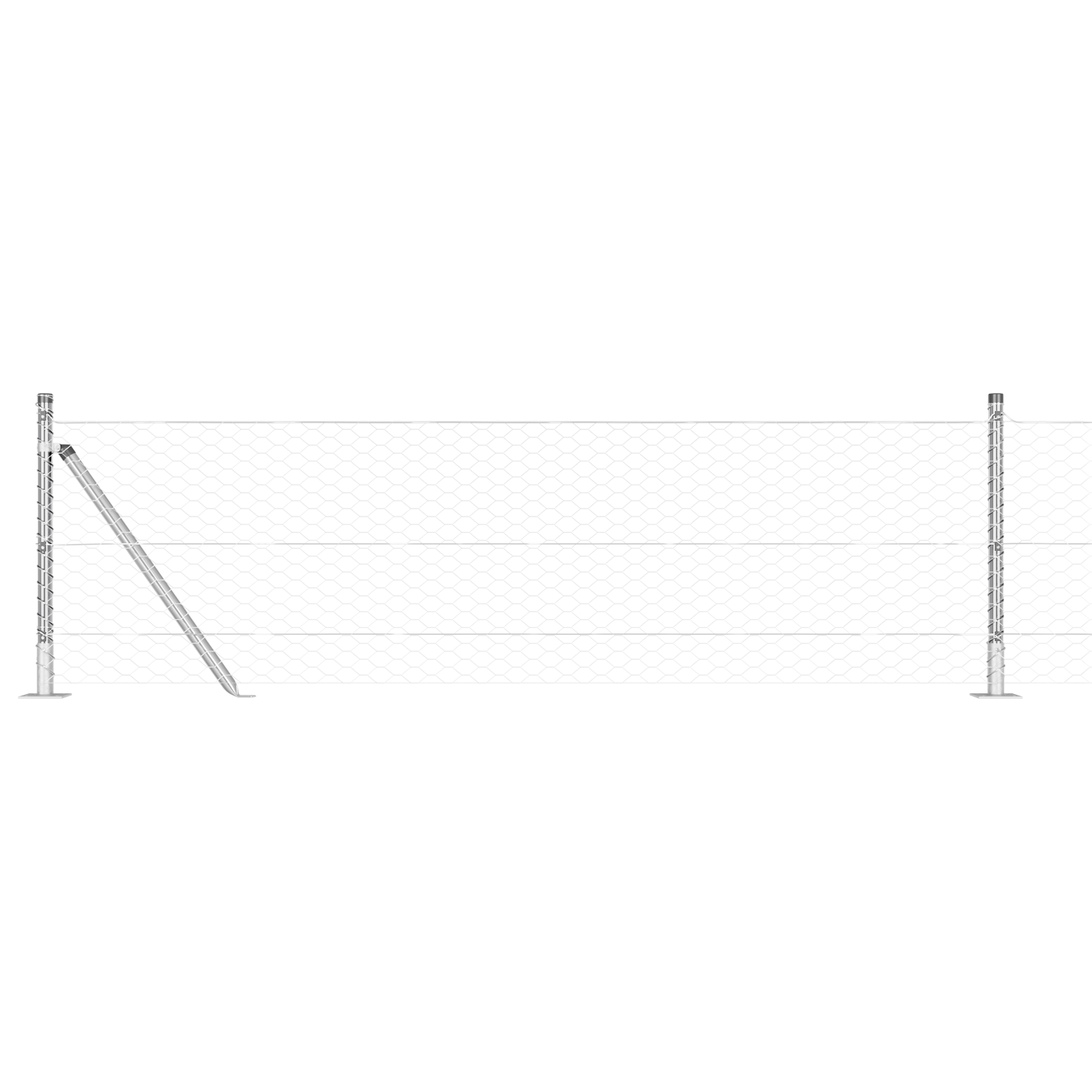 Gjerde med innlegg. sølv 0.6 x 50 m PVC-belagt stål