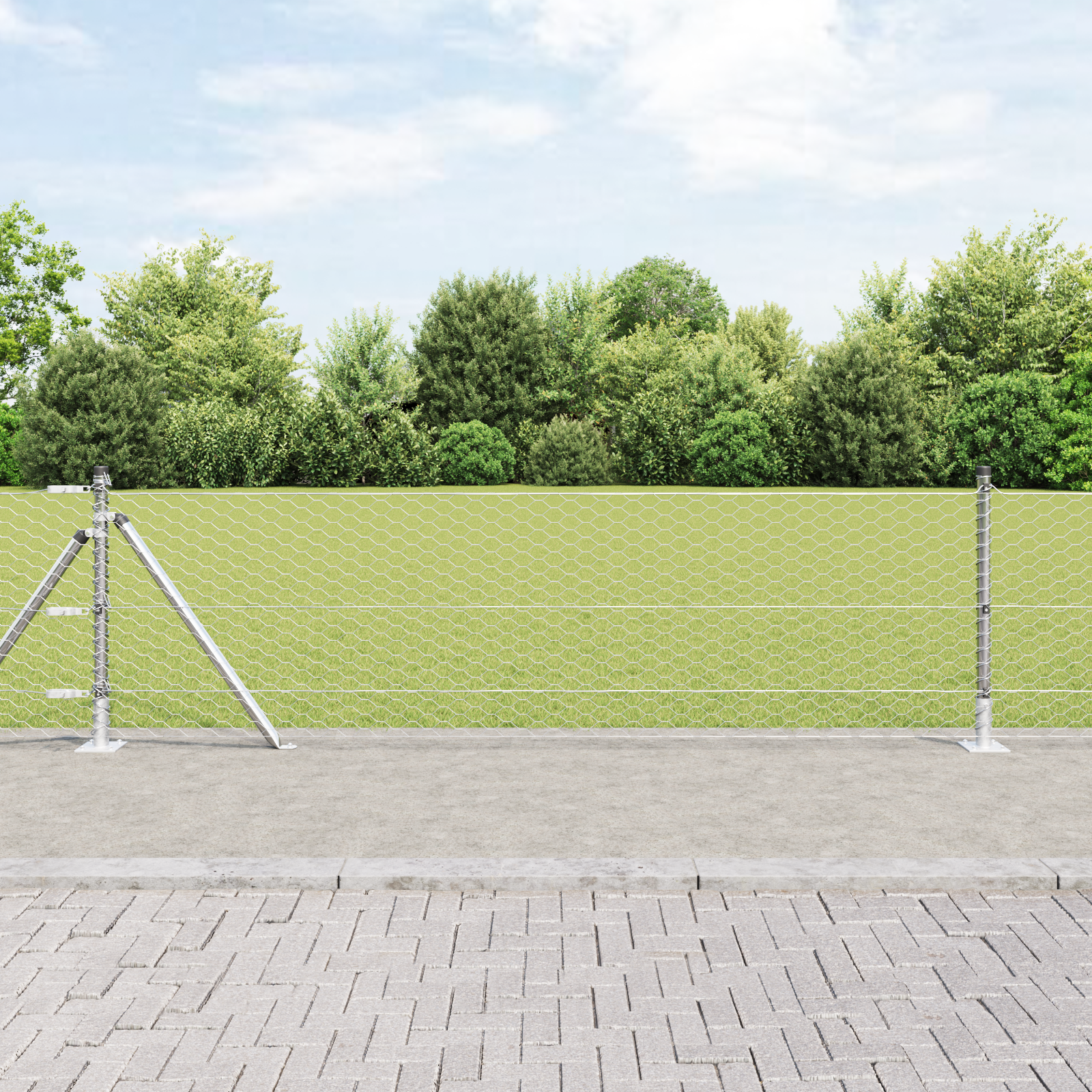 Gjerde med innlegg. sølv 0.6 x 50 m PVC-belagt stål