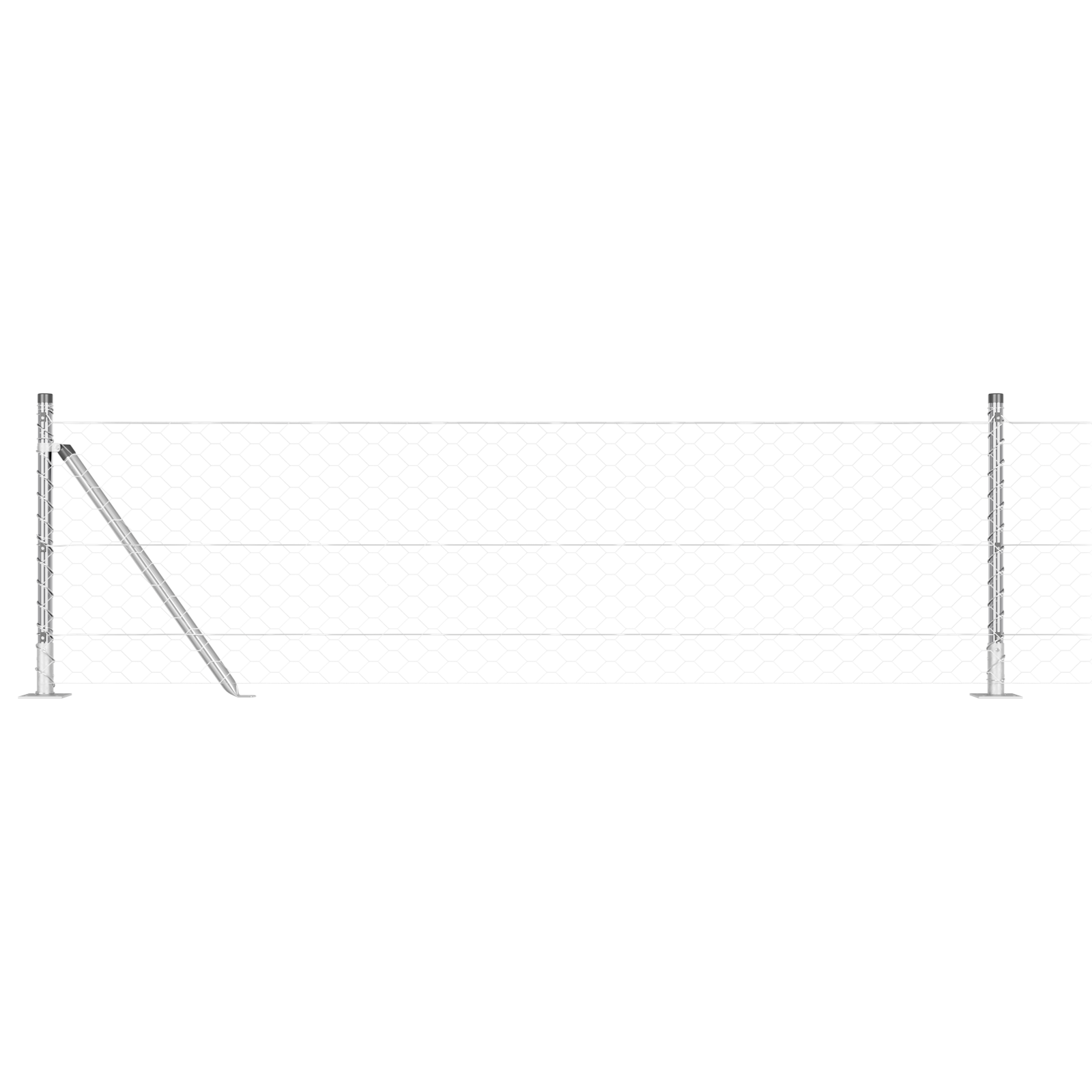 Gjerde med innlegg. sølv 0.6 x 50 m PVC-belagt stål