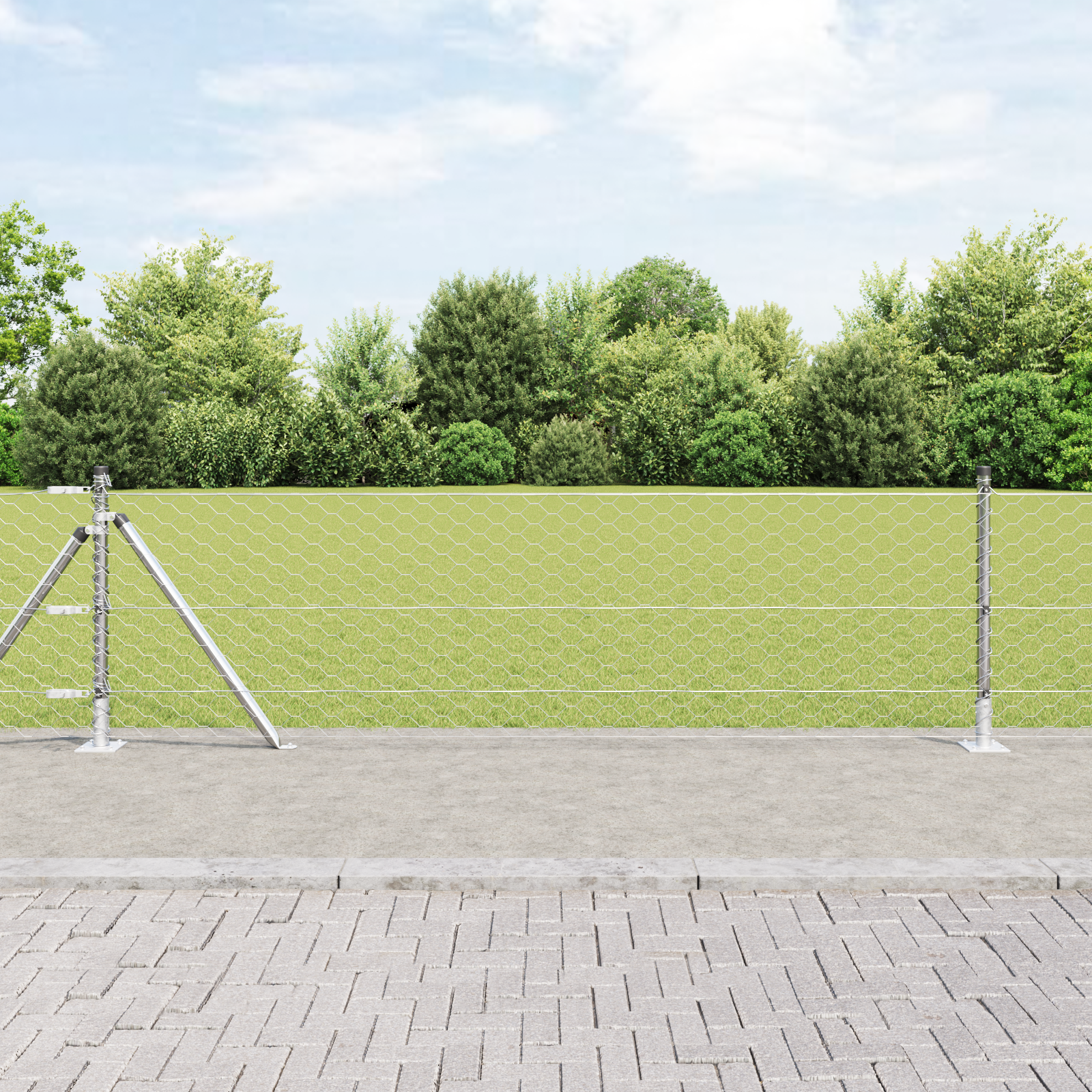 Gjerde med innlegg. sølv 0.6 x 50 m PVC-belagt stål