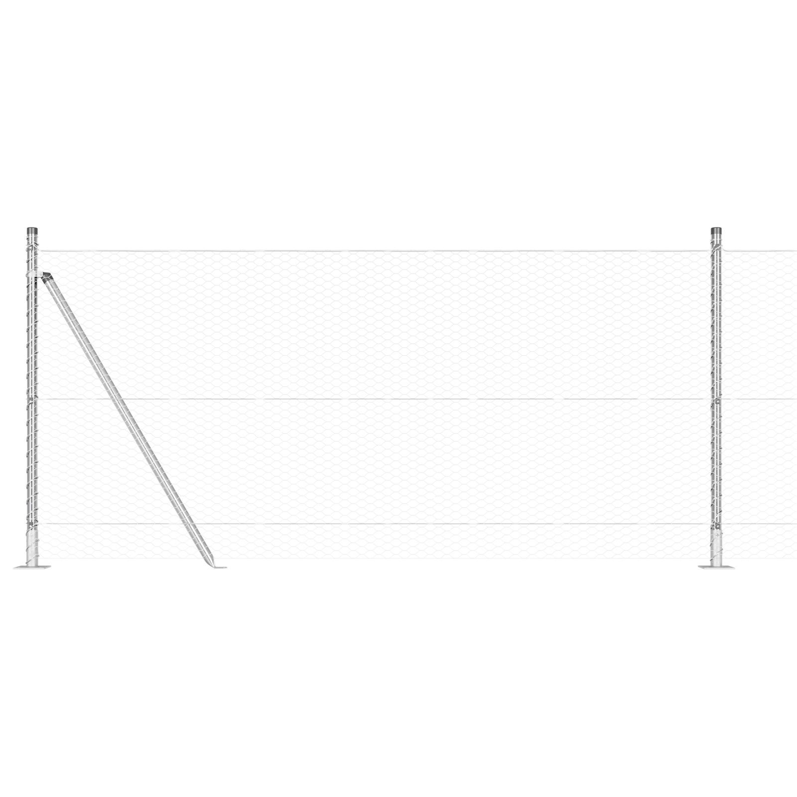 Gjerde med innlegg. sølv 1 x 50 m PVC-belagt stål