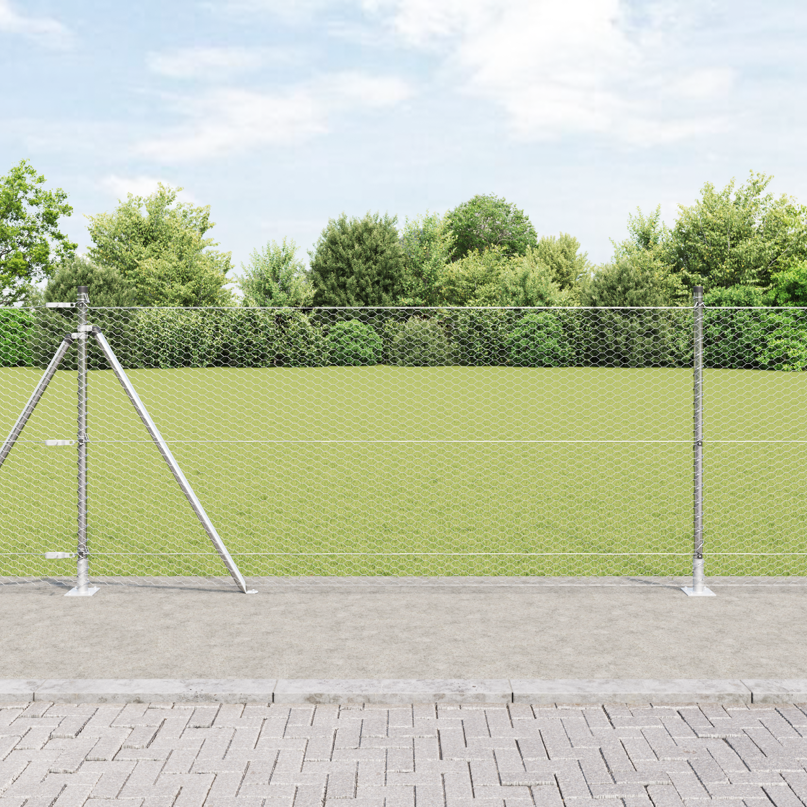 Gjerde med innlegg. sølv 1 x 50 m PVC-belagt stål
