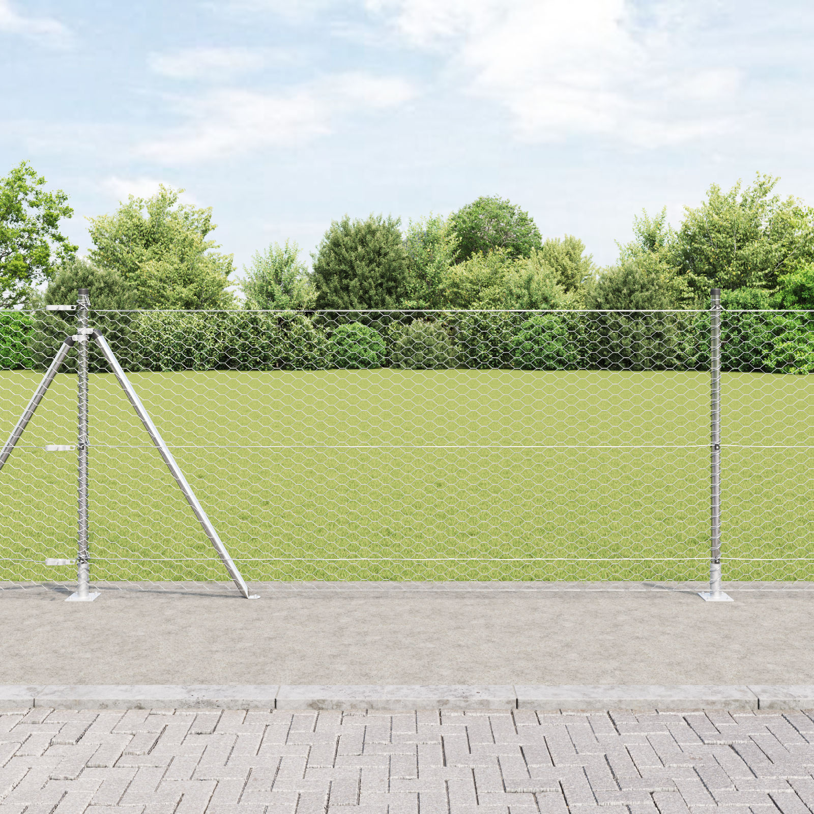 Gjerde med innlegg. sølv 1 x 50 m PVC-belagt stål