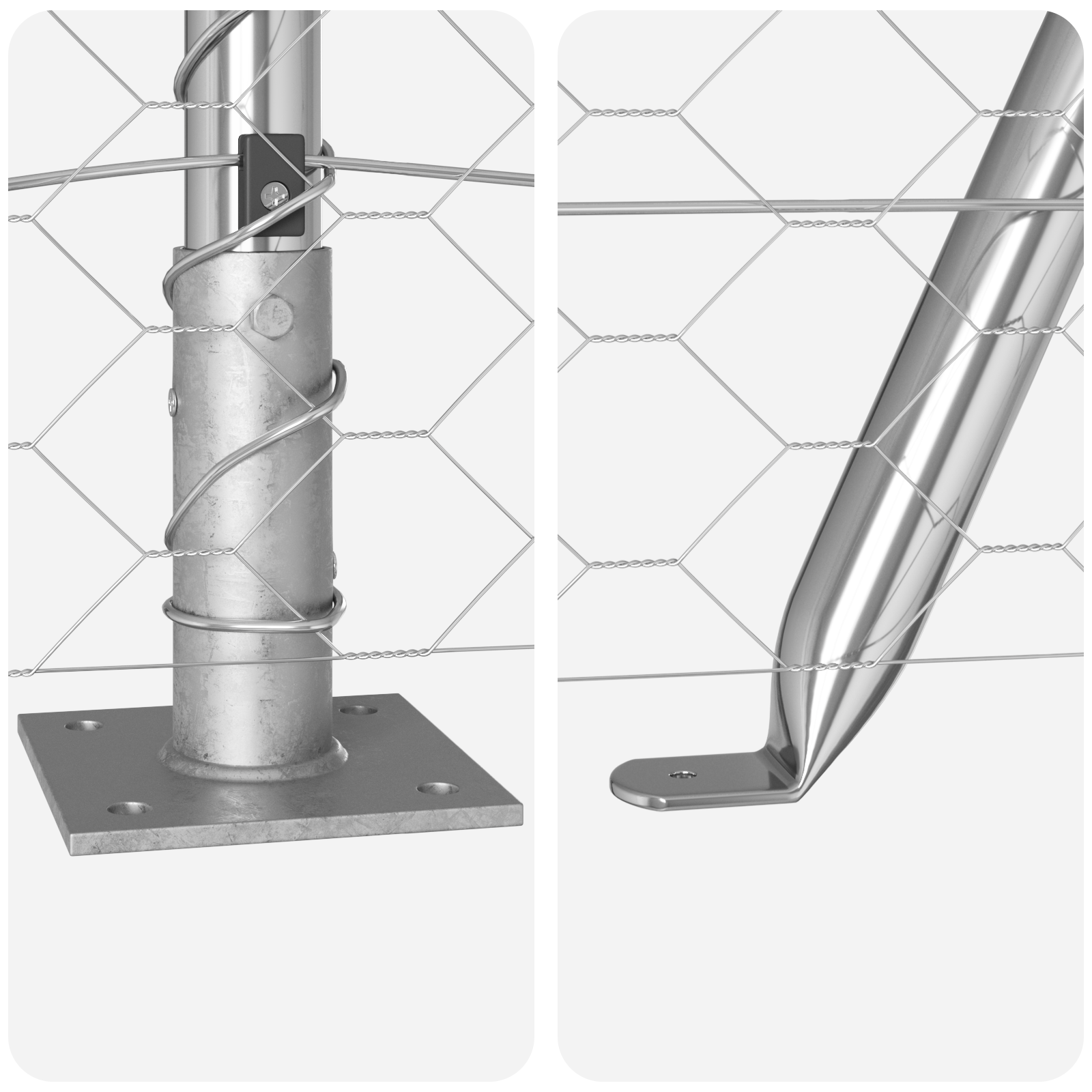 Gjerde med innlegg. sølv 1 x 50 m PVC-belagt stål