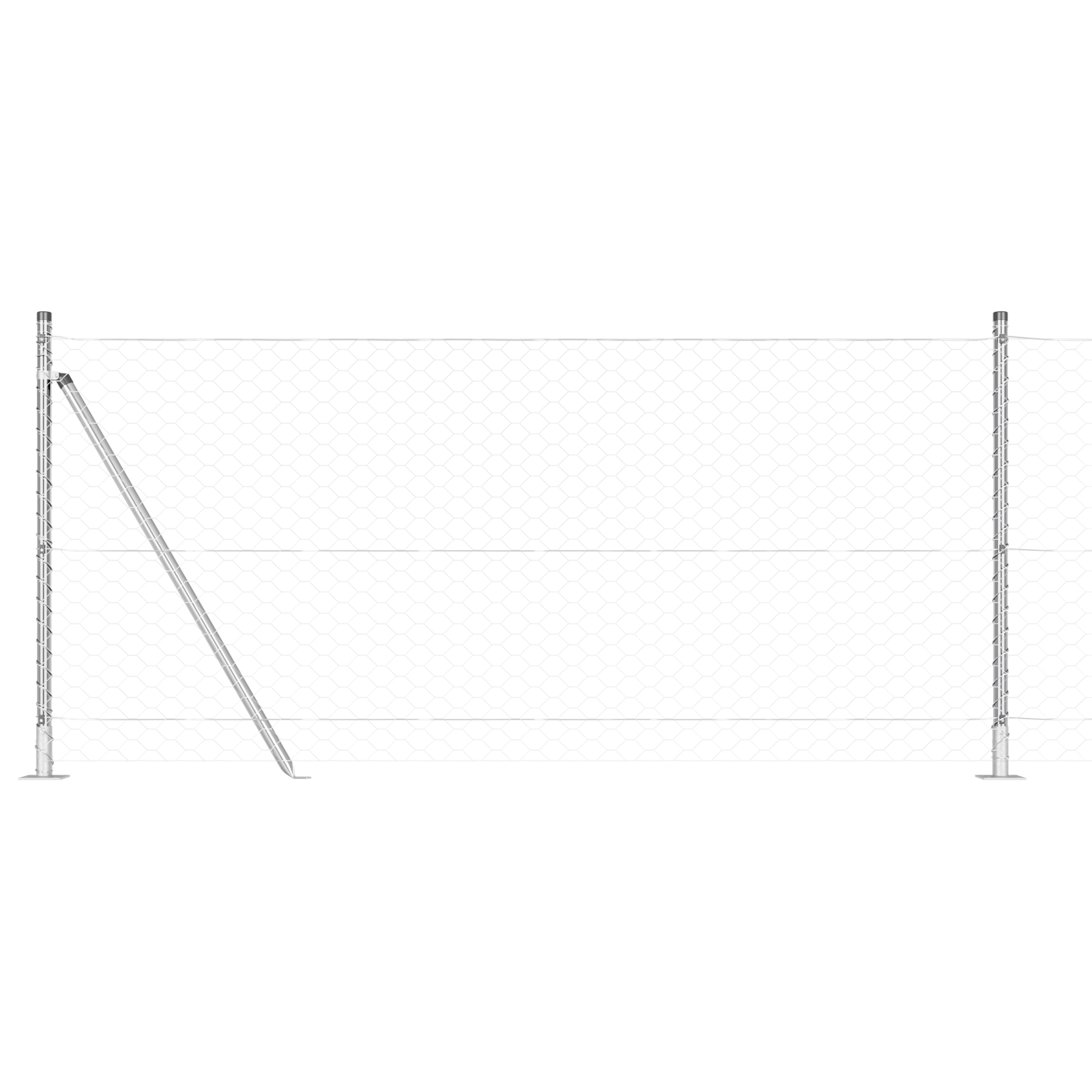 Gjerde med innlegg. sølv 1 x 50 m PVC-belagt stål