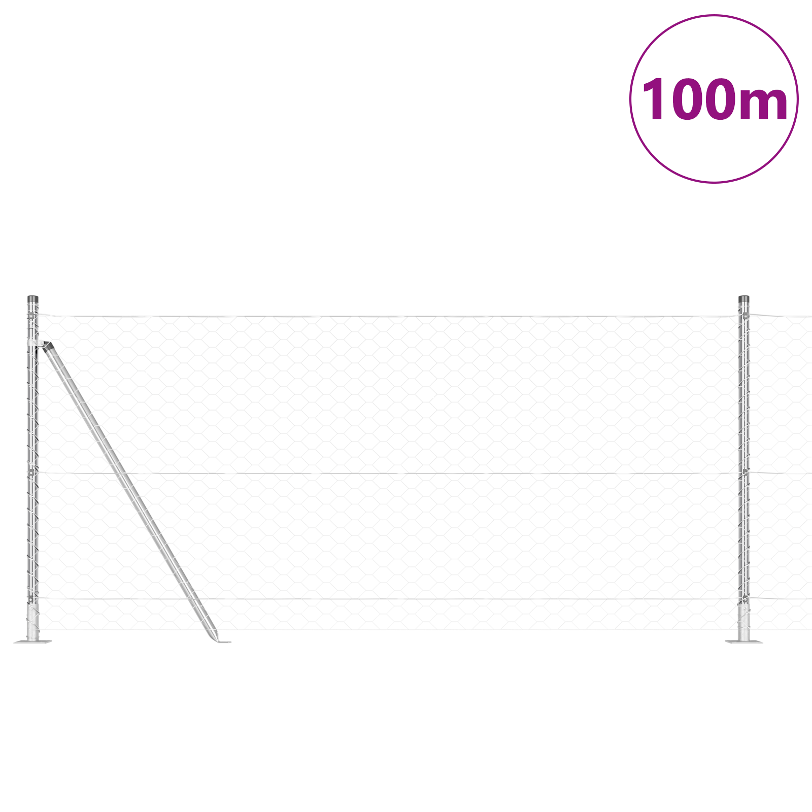 Gjerde med innlegg. sølv 0.8 x 100 m PVC-belagt stål