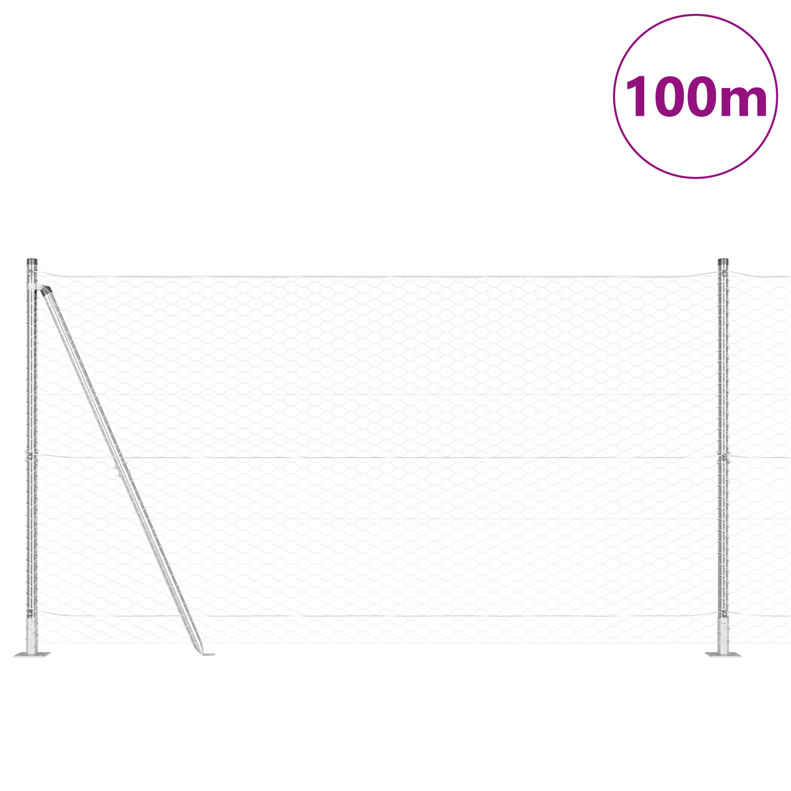 Gjerde med innlegg. sølv 1.2 x 100 m PVC-belagt stål