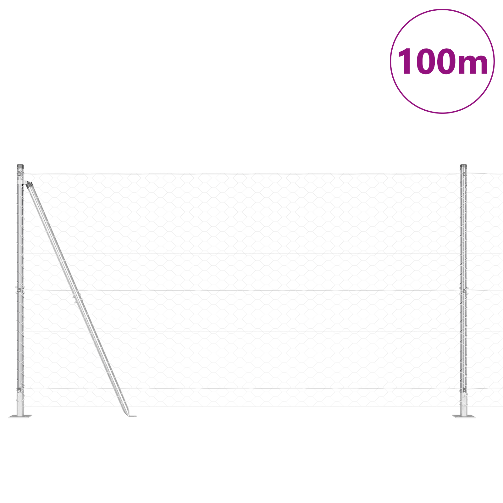 Gjerde med innlegg. sølv 1.2 x 100 m PVC-belagt stål