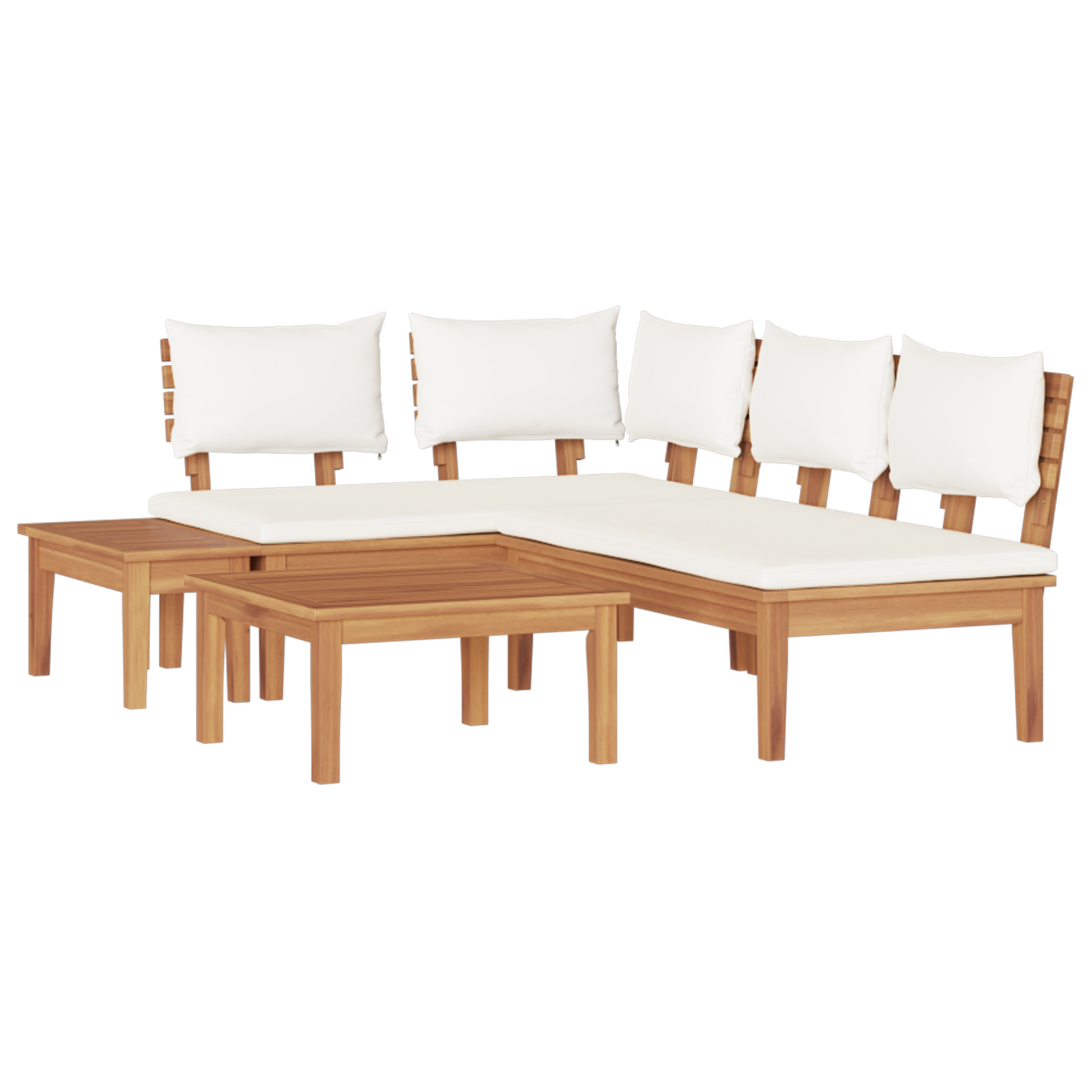 Hagebenk Set med pute med lagring 4 pcs Brun og Krem